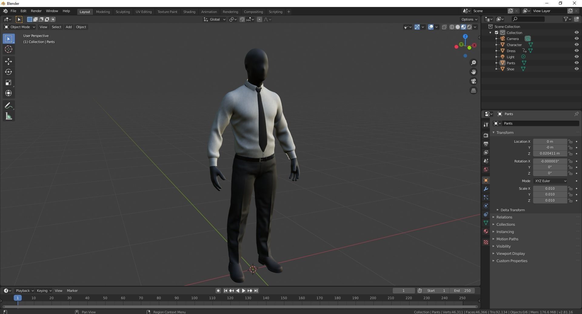 Suit 3D Model man in shirt and tie 3D model_35