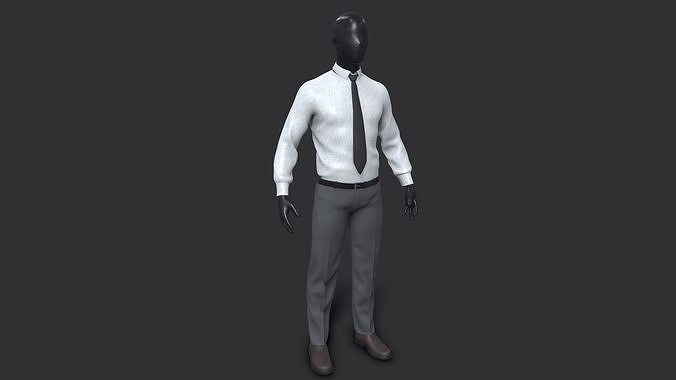 Suit 3D Model man in shirt and tie 3D model