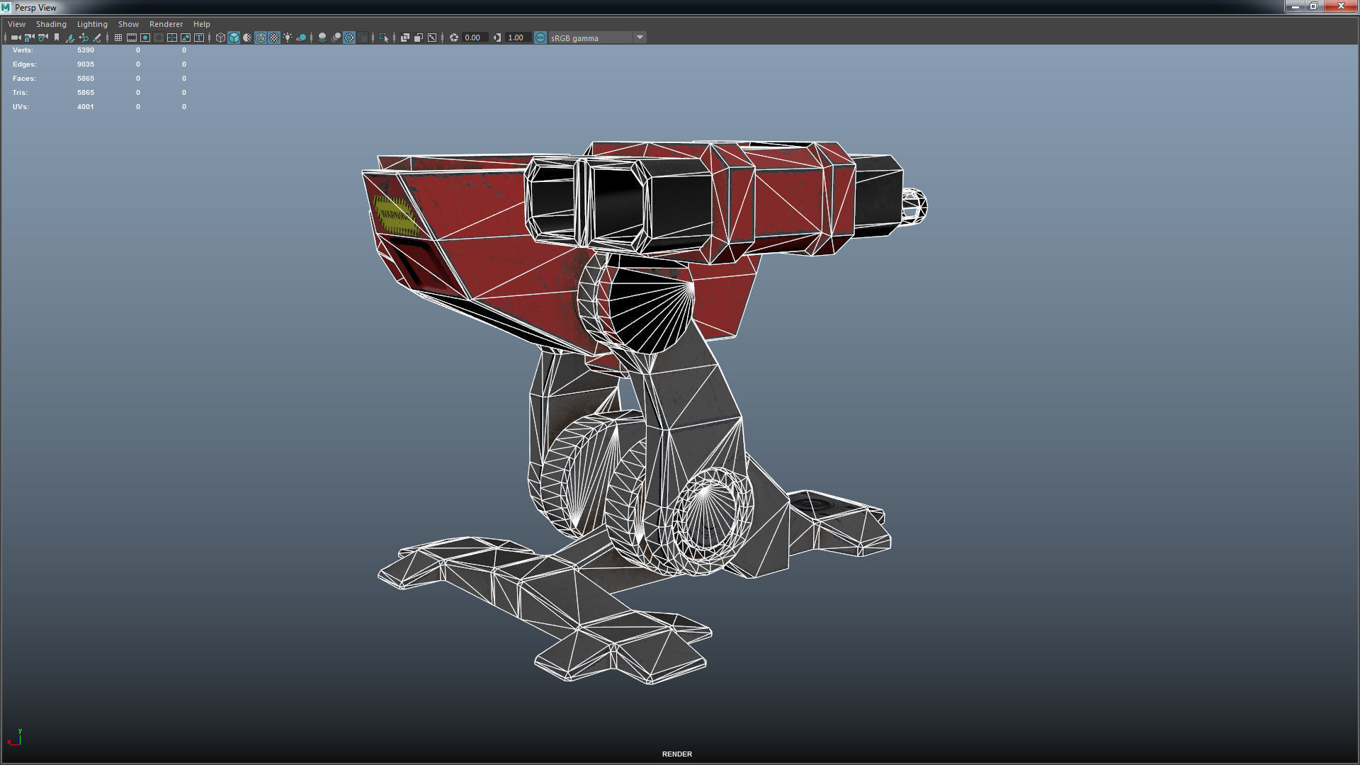 Lowpoly Turret robot Low-poly 3D model_10
