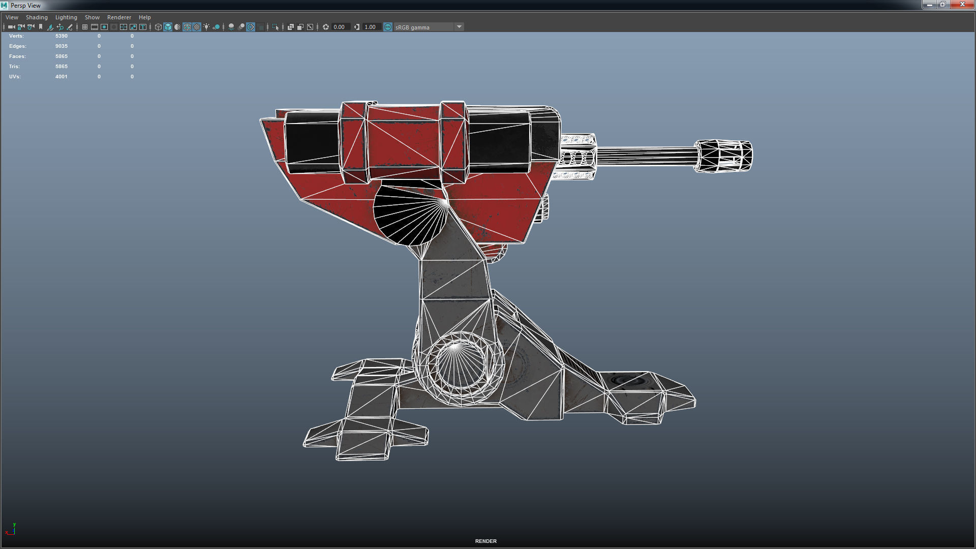 Lowpoly Turret robot Low-poly 3D model_11