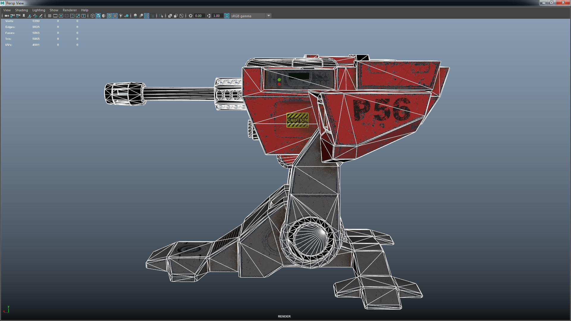 Lowpoly Turret robot Low-poly 3D model_8