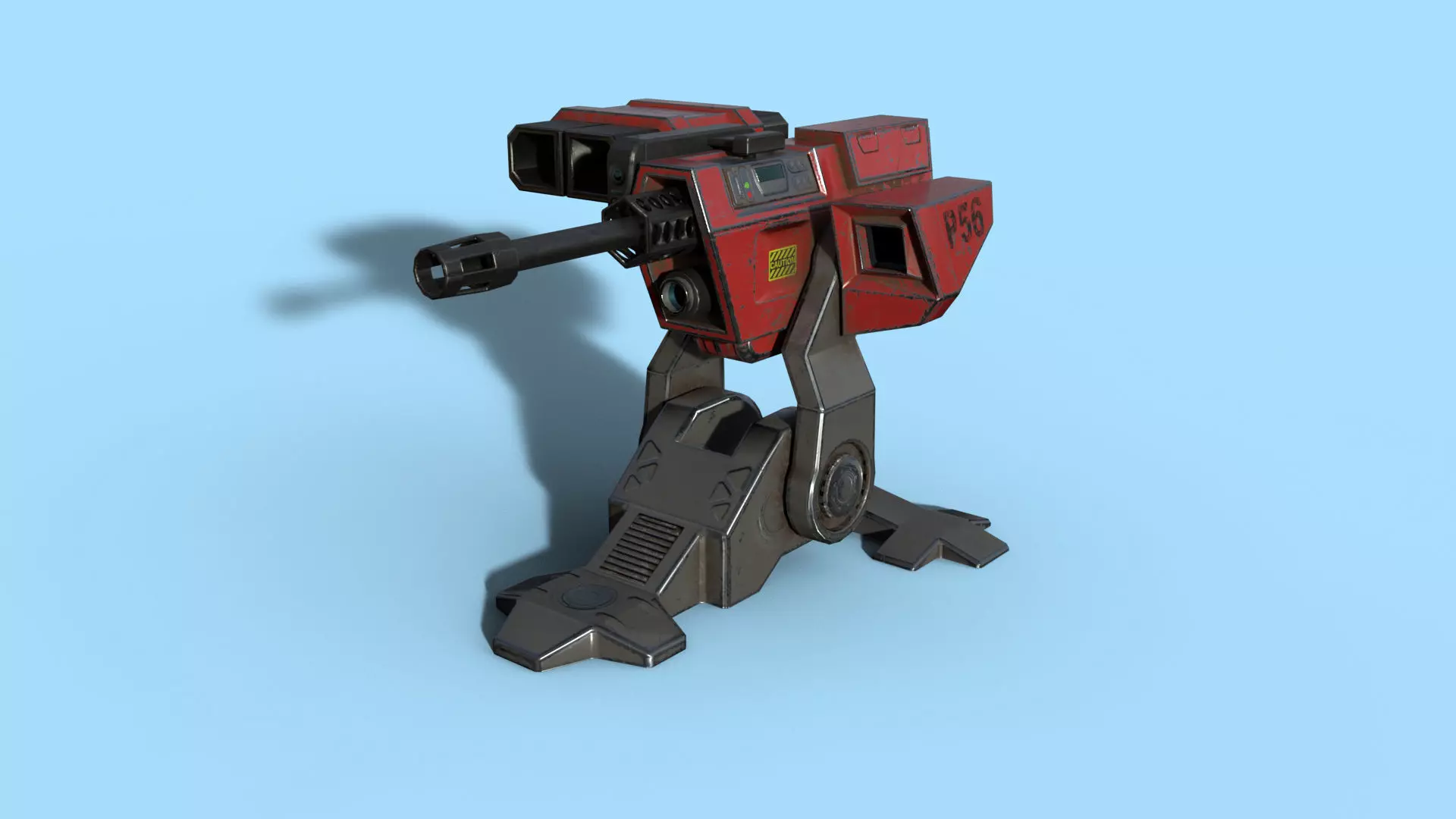 Lowpoly Turret robot Low-poly 3D model_0