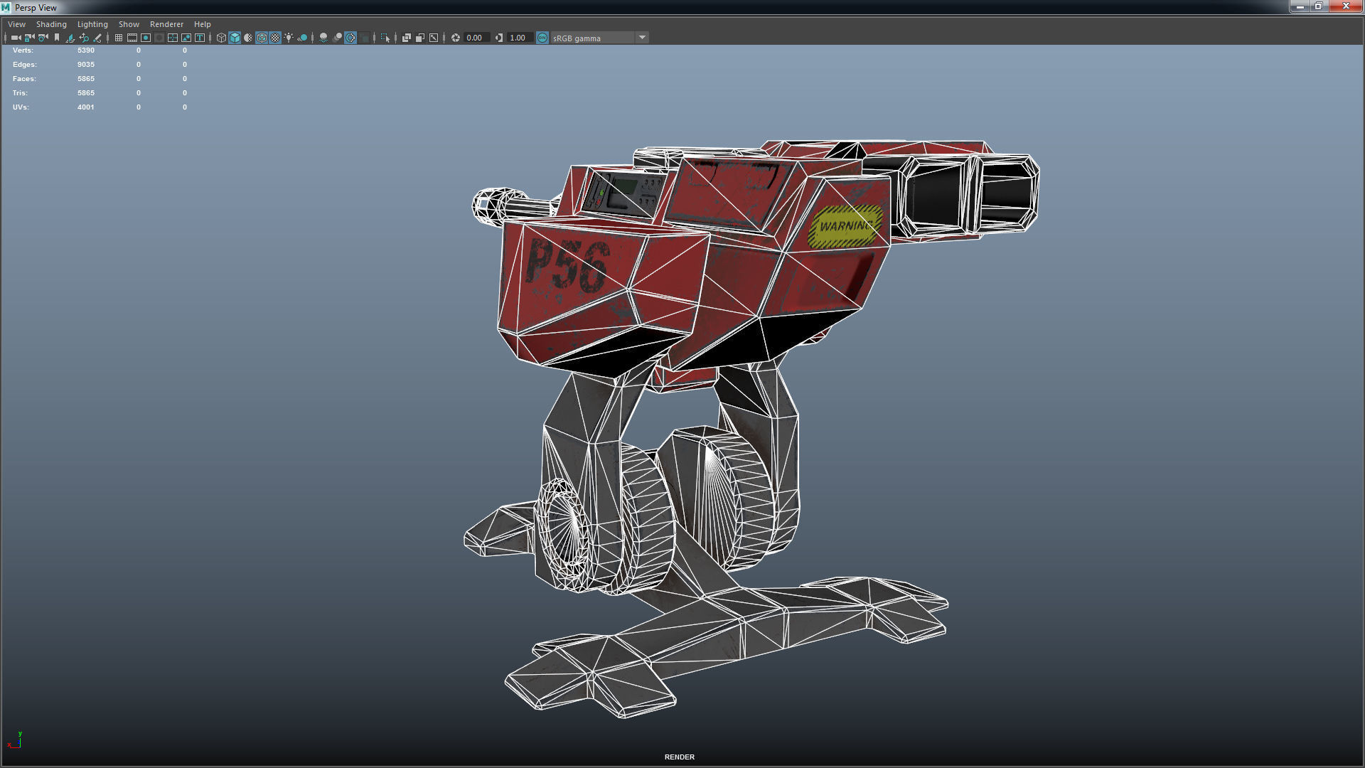 Lowpoly Turret robot Low-poly 3D model_9