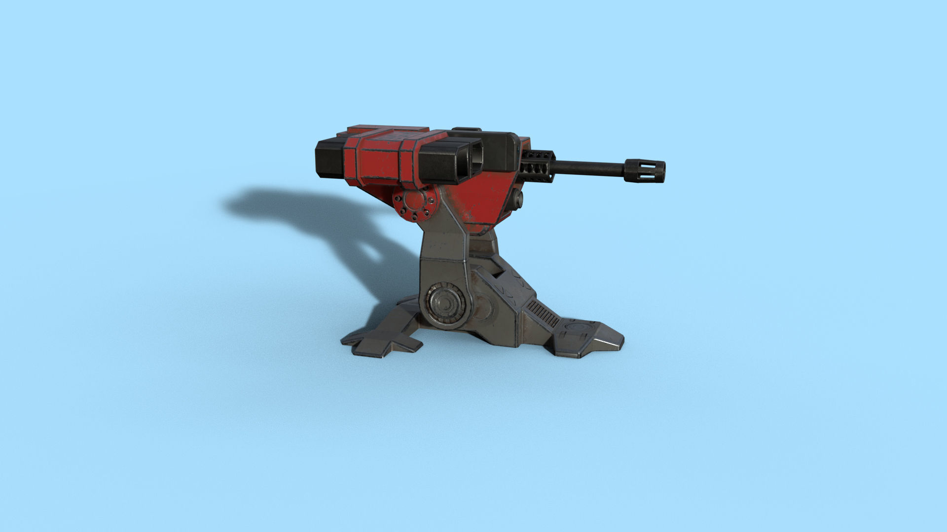 Lowpoly Turret robot Low-poly 3D model_3