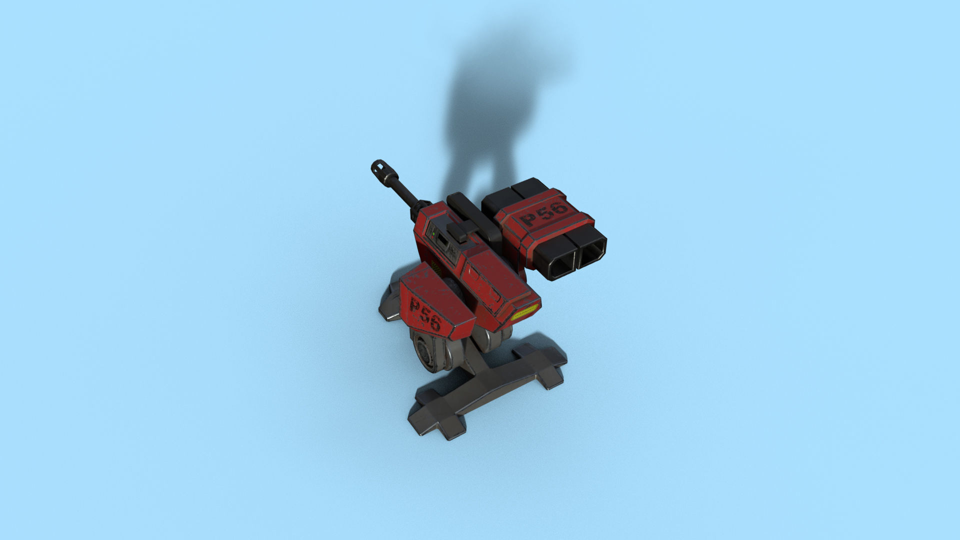 Lowpoly Turret robot Low-poly 3D model_5