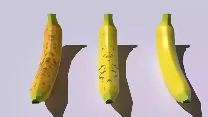 Lowpoly Banana three bananas Free low-poly 3D model