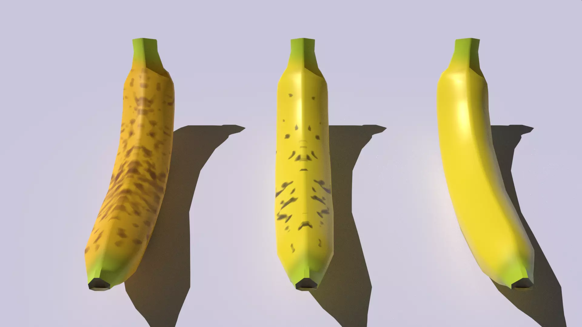 Lowpoly Banana three bananas Free low-poly 3D model