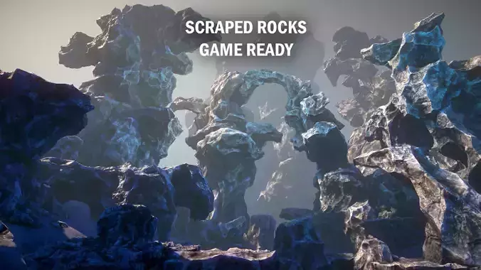 Scraped rocks Low-poly 3D model