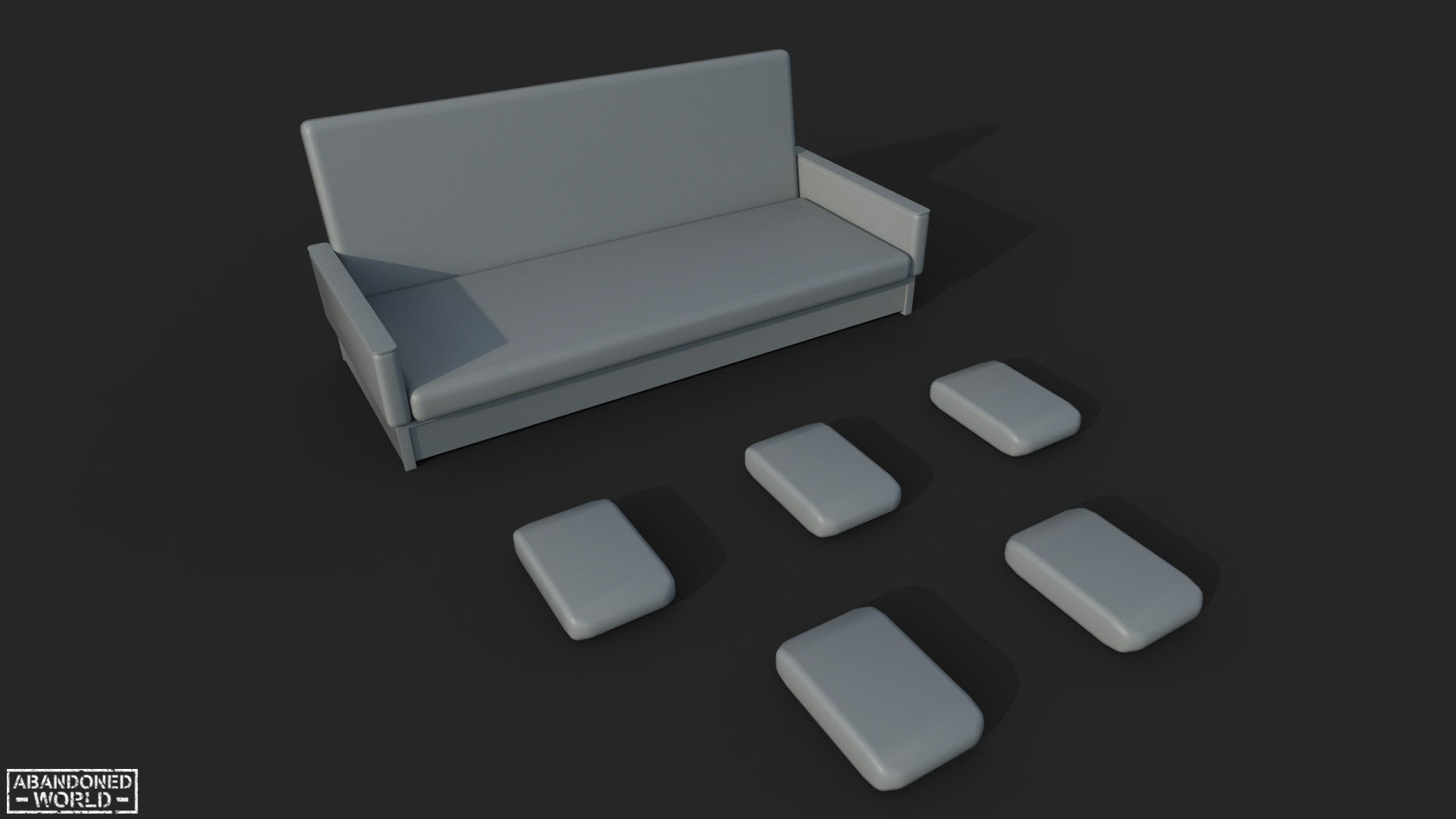 Old Sofa Low-poly 3D model_9