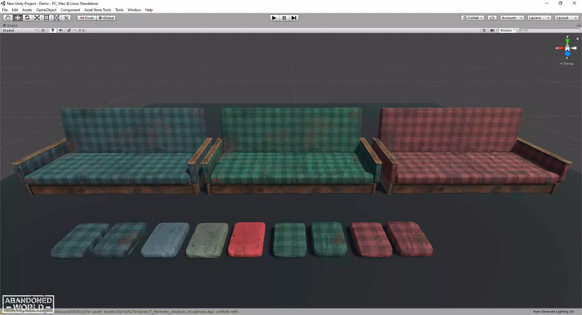 Old Sofa Low-poly 3D model_5