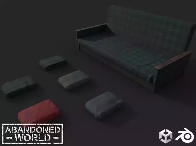 Old Sofa Low-poly 3D model