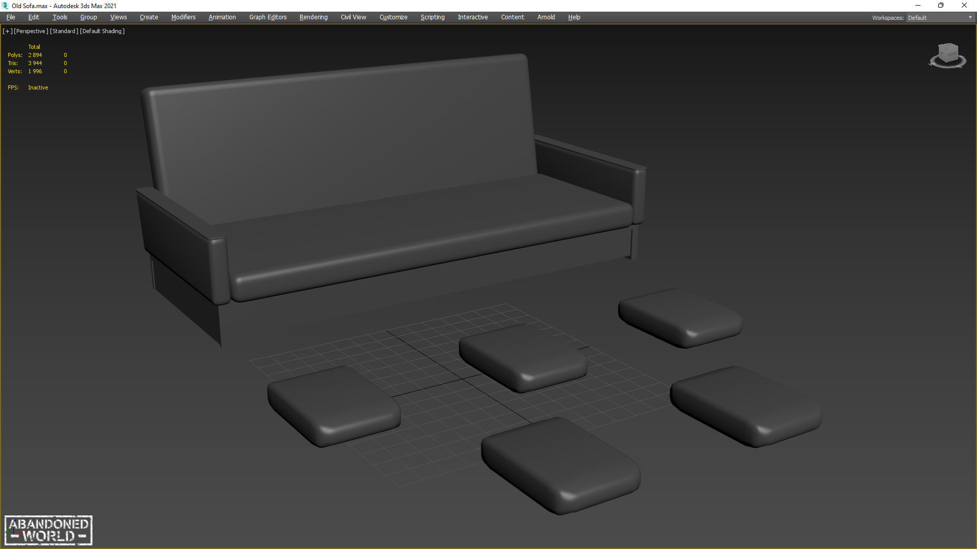 Old Sofa Low-poly 3D model_11