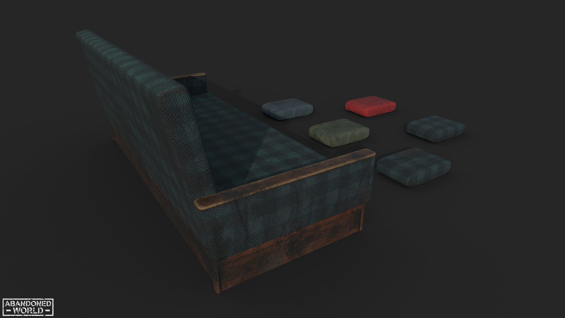 Old Sofa Low-poly 3D model_4