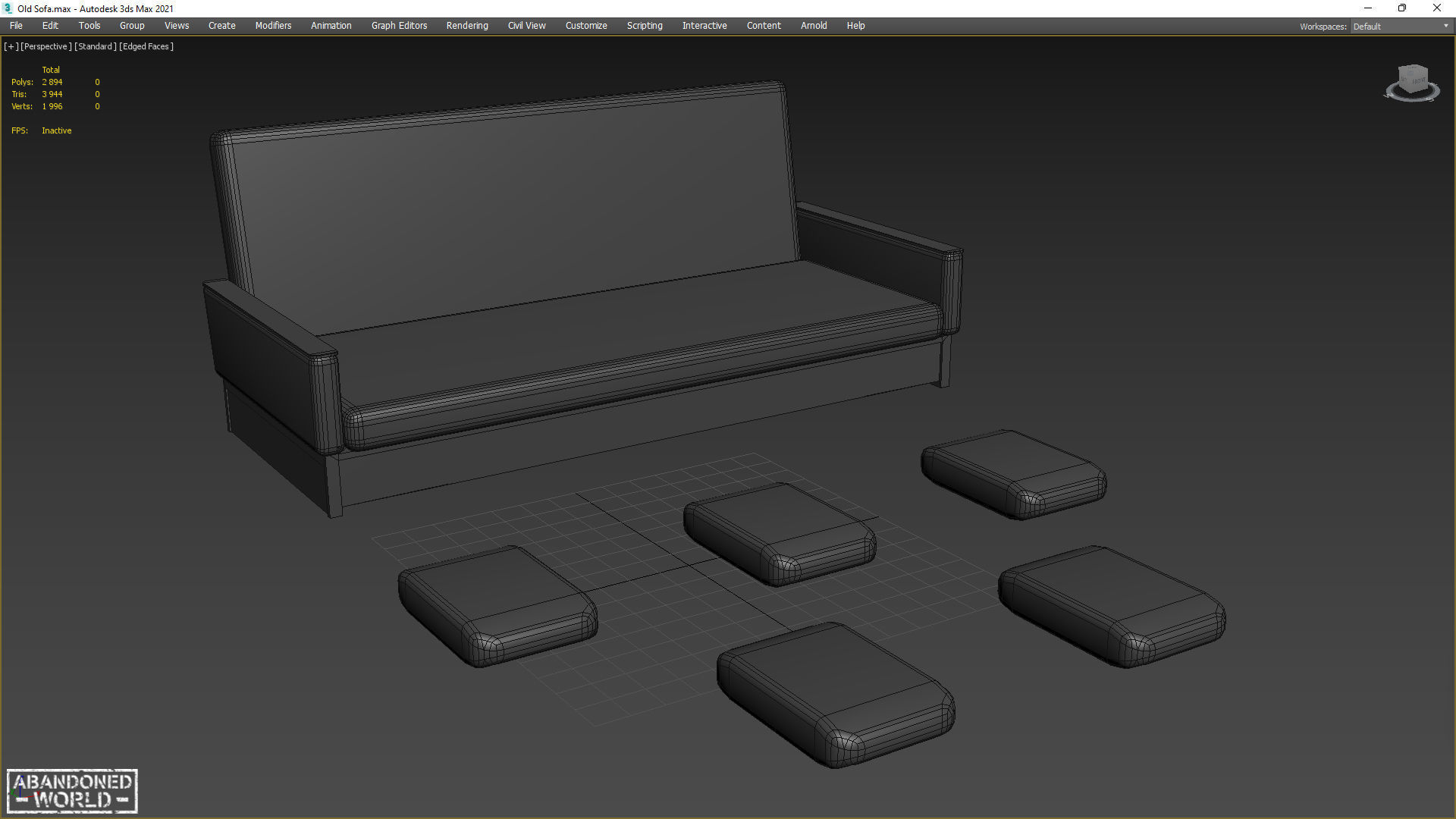 Old Sofa Low-poly 3D model_12