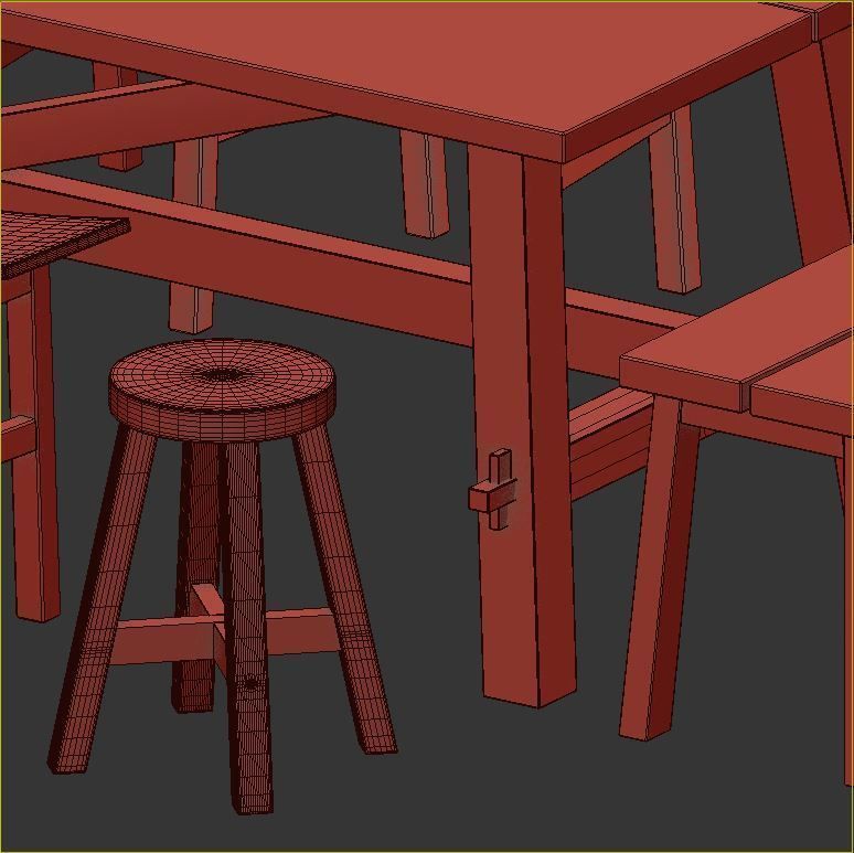 SKOGSTA table and chairs 3D model_4
