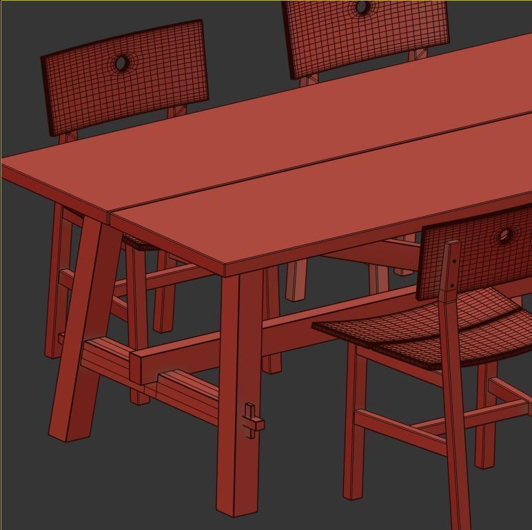 SKOGSTA table and chairs 3D model_3