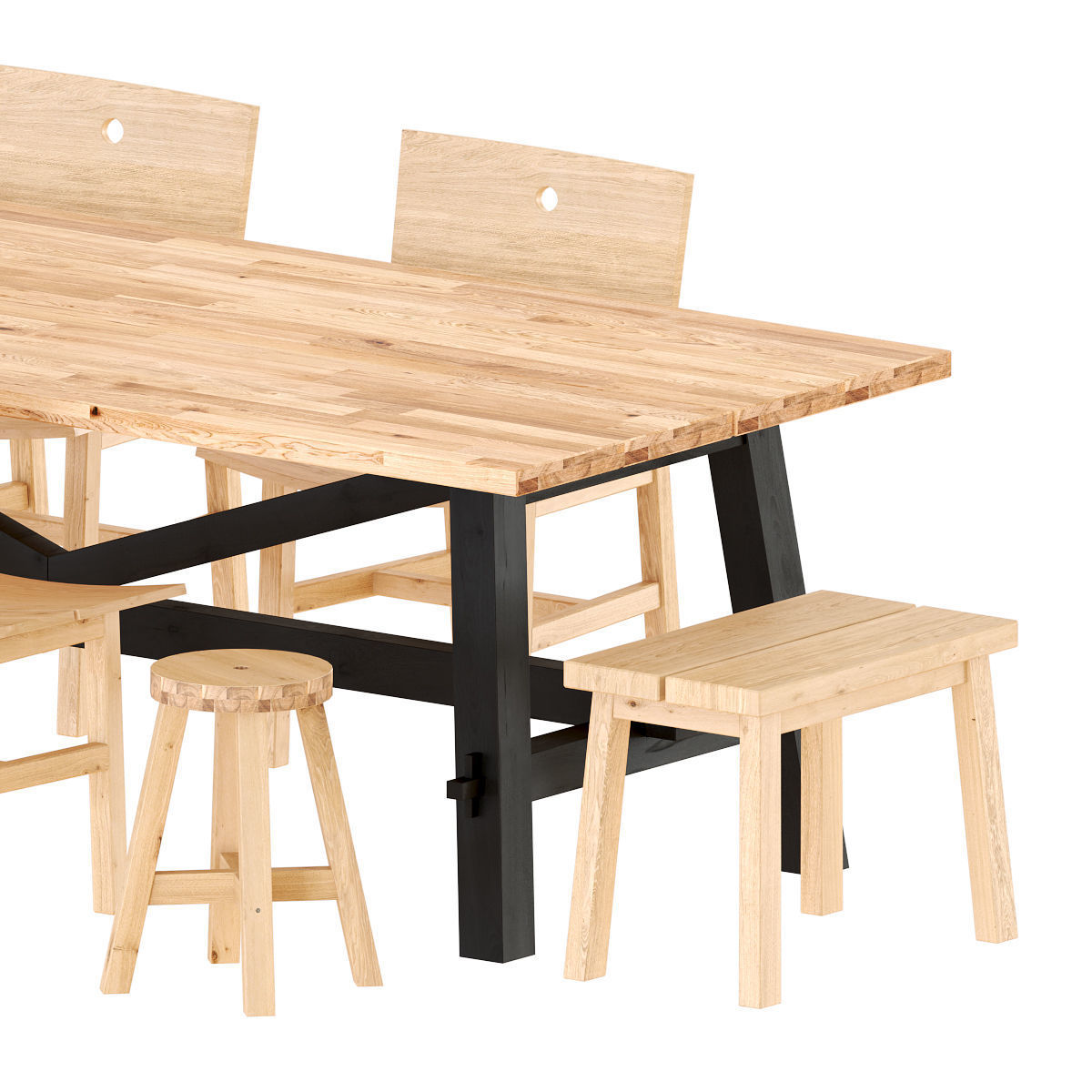 SKOGSTA table and chairs 3D model_1