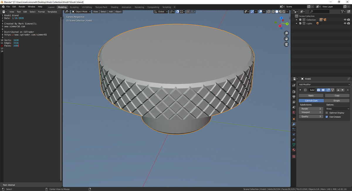 Knurled Knob - 3D Print model 3D print model_2