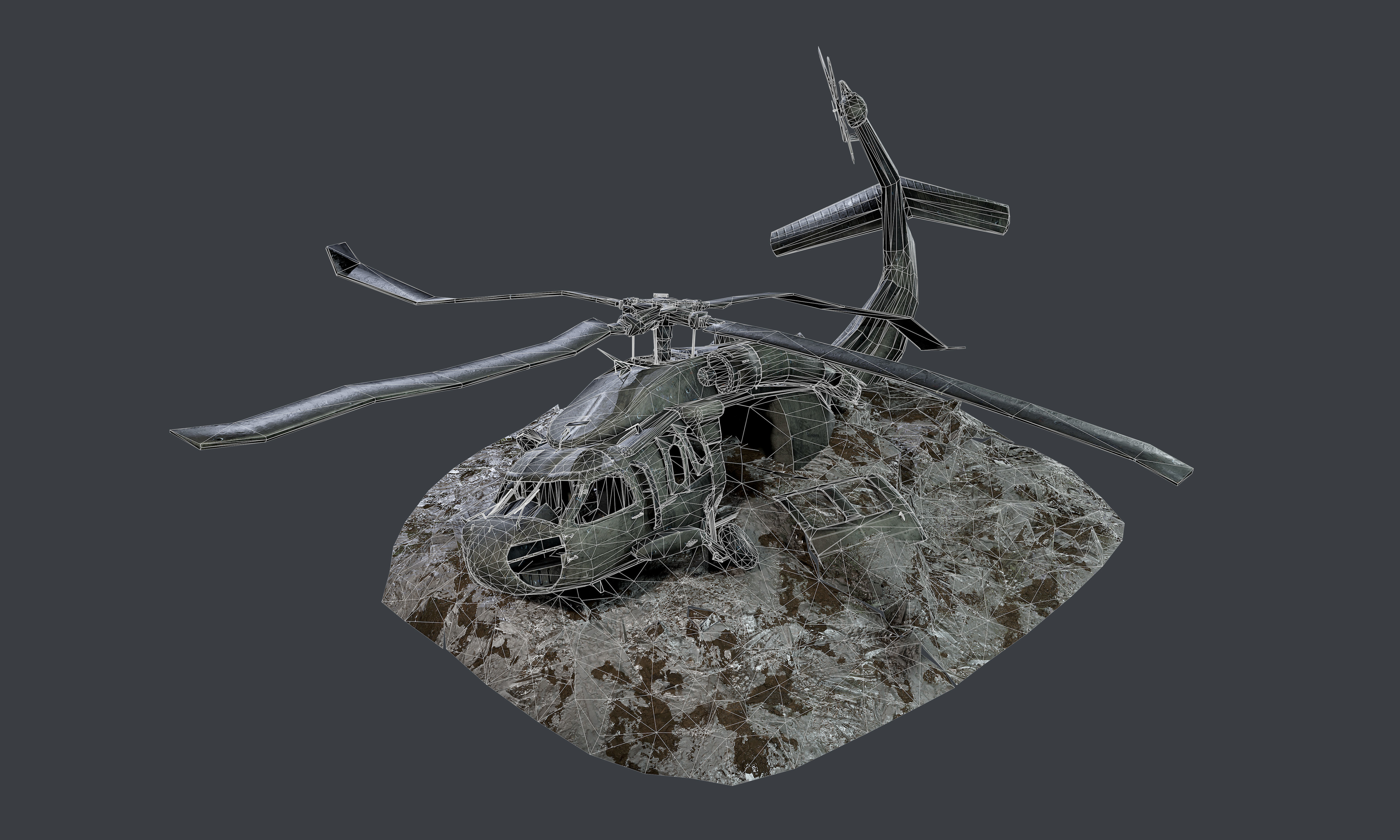 Sikorsky UH60 Black Hawk Military Helicopter Game Ready Pack 01 Low-poly 3D model_9