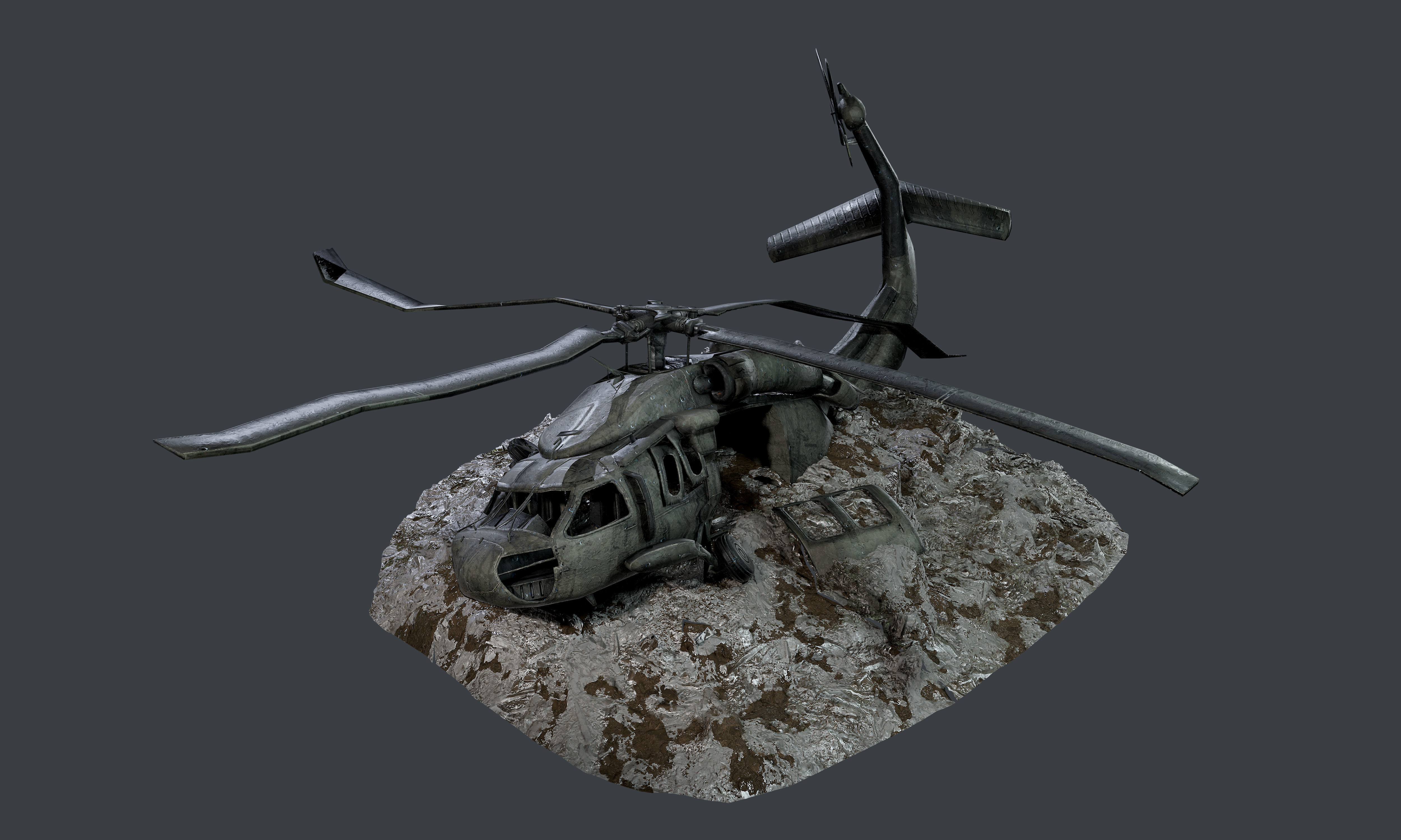 Sikorsky UH60 Black Hawk Military Helicopter Game Ready Pack 01 Low-poly 3D model_7