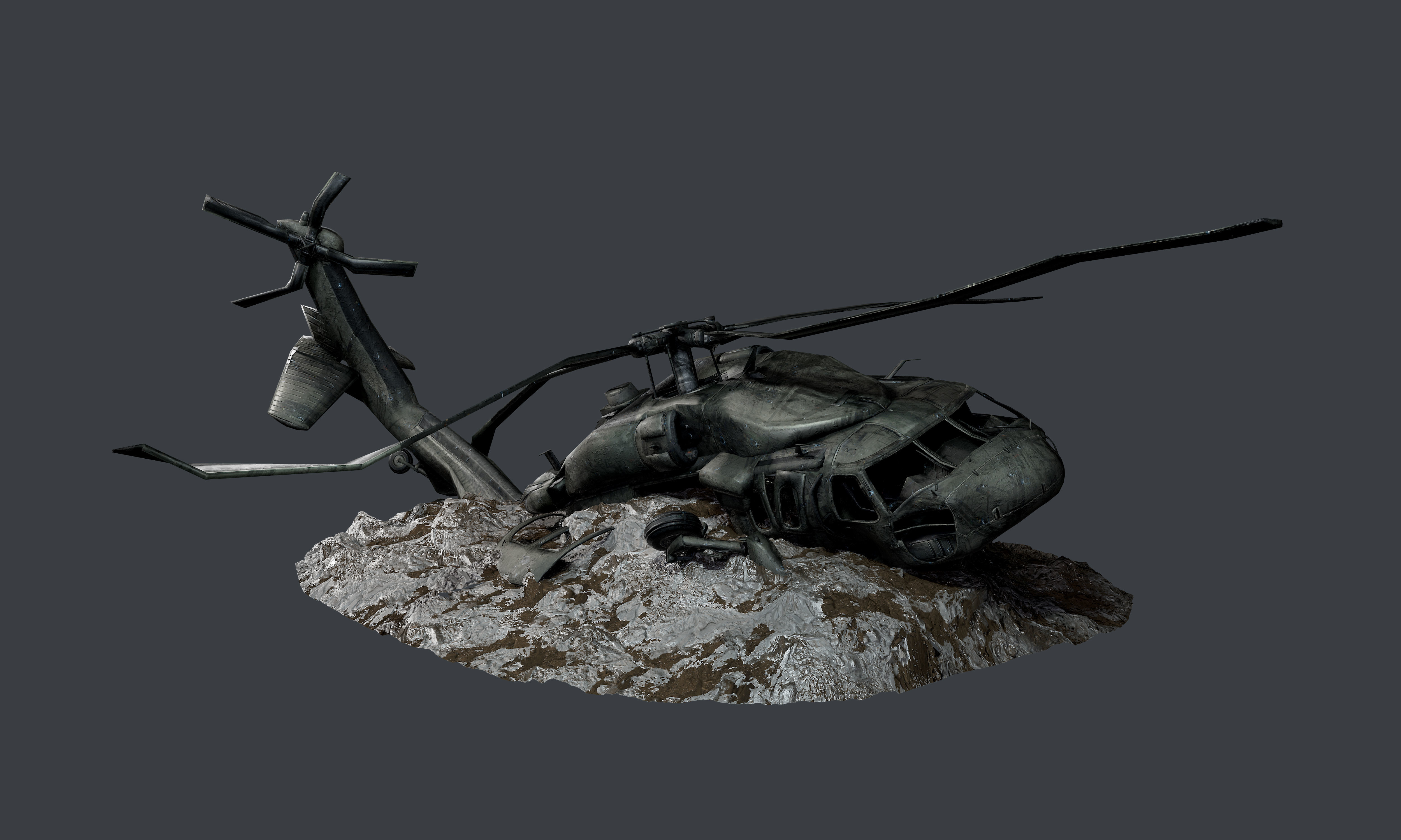 Sikorsky UH60 Black Hawk Military Helicopter Game Ready Pack 01 Low-poly 3D model_6