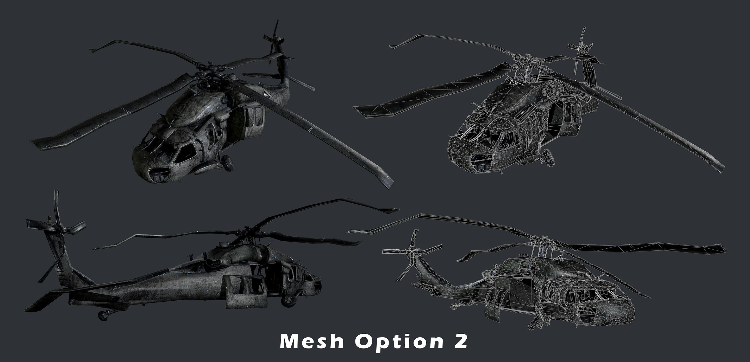 Sikorsky UH60 Black Hawk Military Helicopter Game Ready Pack 01 Low-poly 3D model_2