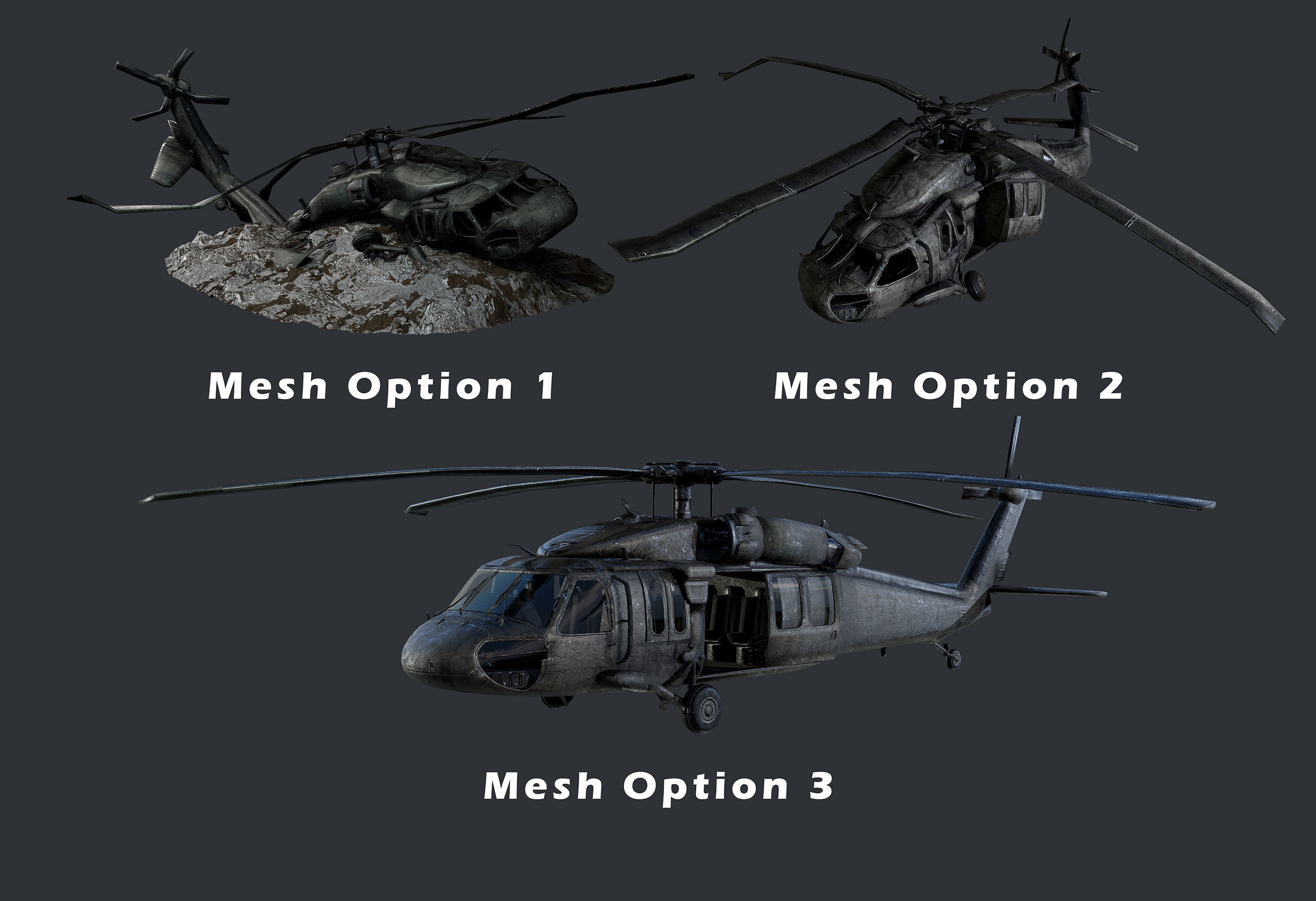 Sikorsky UH60 Black Hawk Military Helicopter Game Ready Pack 01 Low-poly 3D model_1