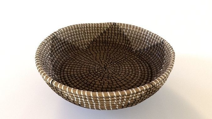 Designer Seagrass Basket Decorative Bowl Low-poly 3D model