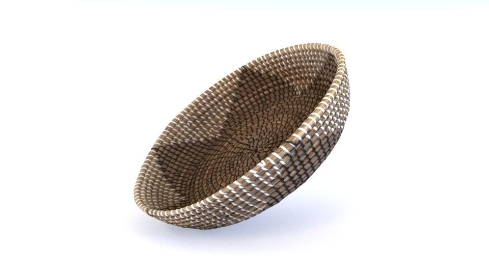 Designer Seagrass Basket Decorative Bowl Low-poly 3D model_1