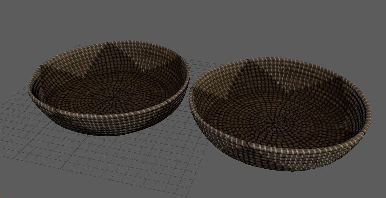 Designer Seagrass Basket Decorative Bowl Low-poly 3D model_8