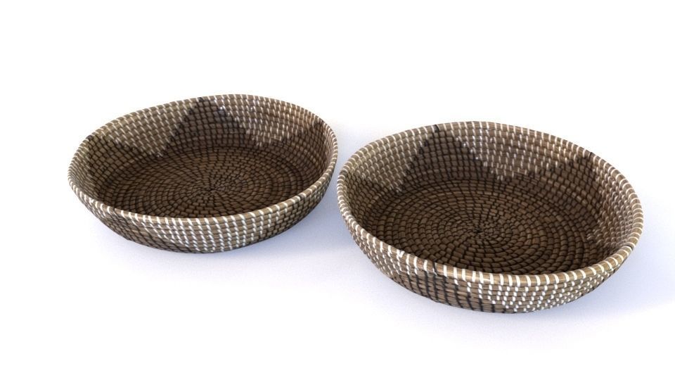 Designer Seagrass Basket Decorative Bowl Low-poly 3D model_7