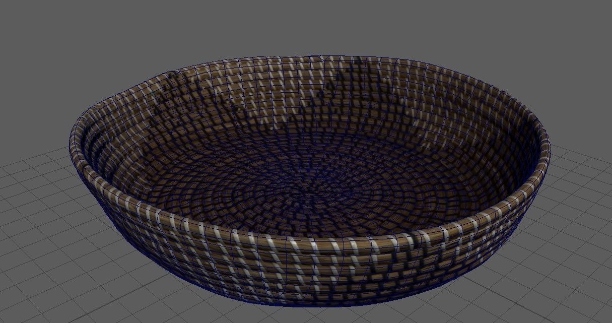 Designer Seagrass Basket Decorative Bowl Low-poly 3D model_16