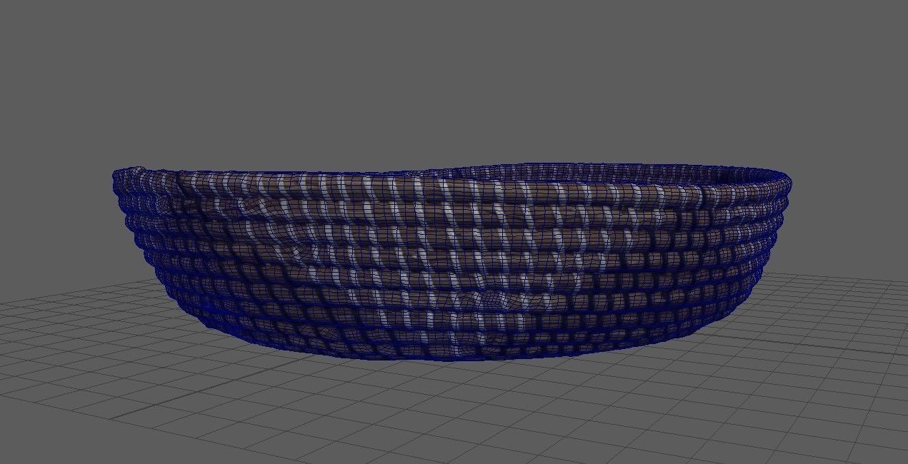 Designer Seagrass Basket Decorative Bowl Low-poly 3D model_14