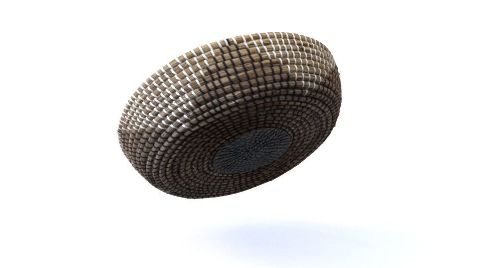 Designer Seagrass Basket Decorative Bowl Low-poly 3D model_5