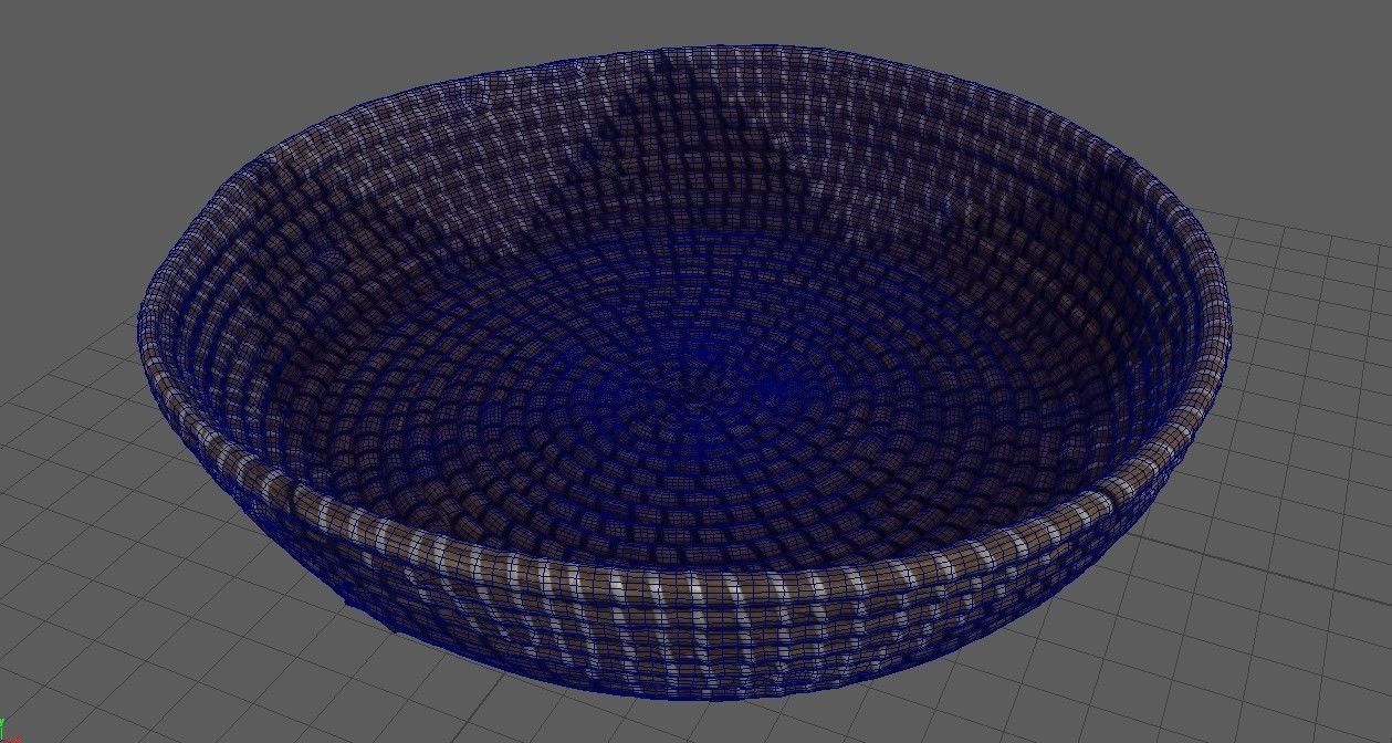 Designer Seagrass Basket Decorative Bowl Low-poly 3D model_15