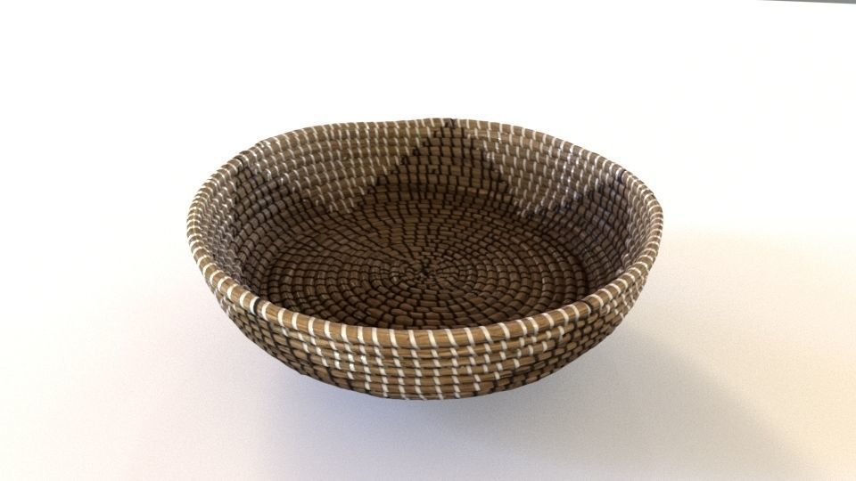 Designer Seagrass Basket Decorative Bowl Low-poly 3D model_4