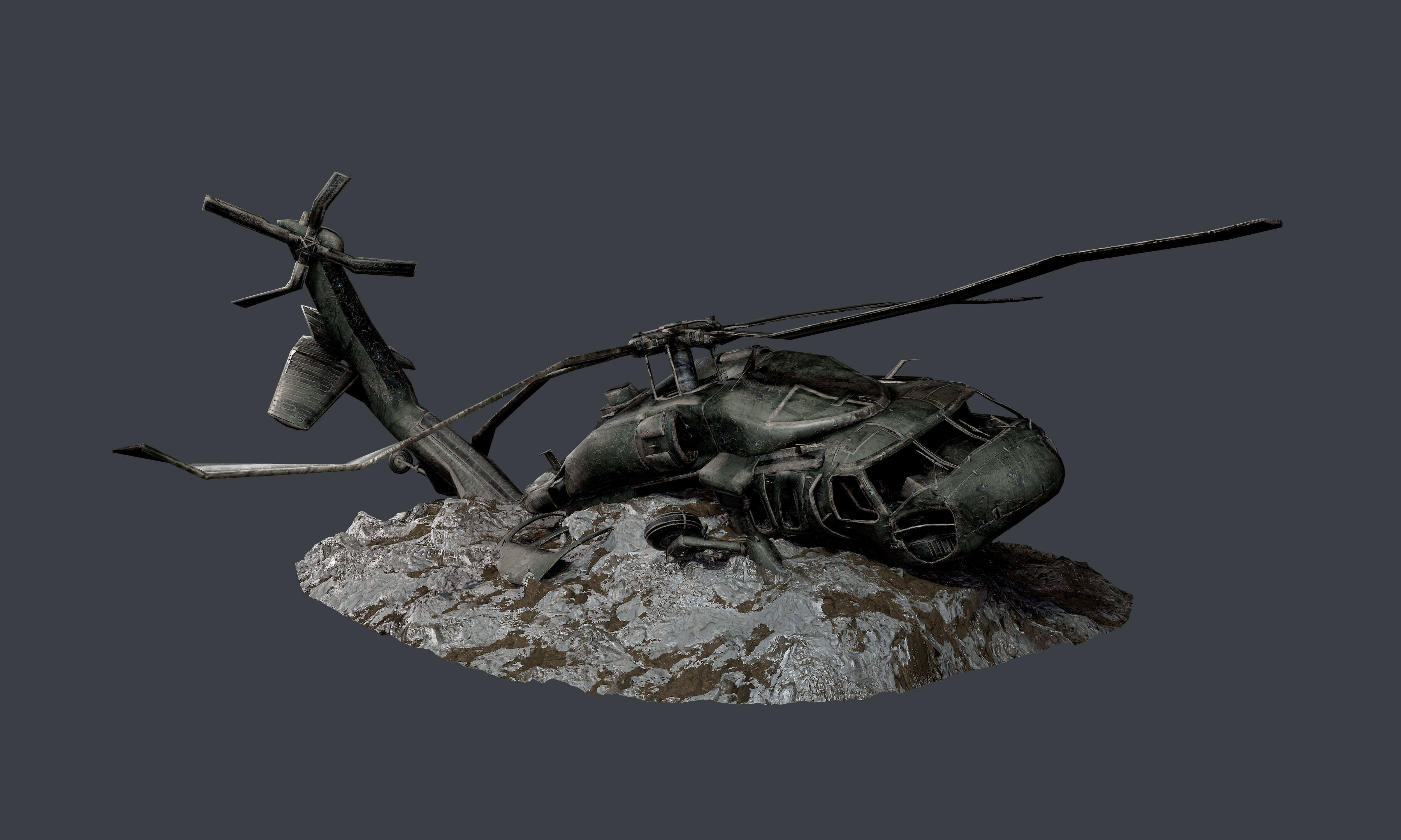 Sikorsky UH60 Black Hawk Military Helicopter Game Ready Pack 02 Low-poly 3D model_3