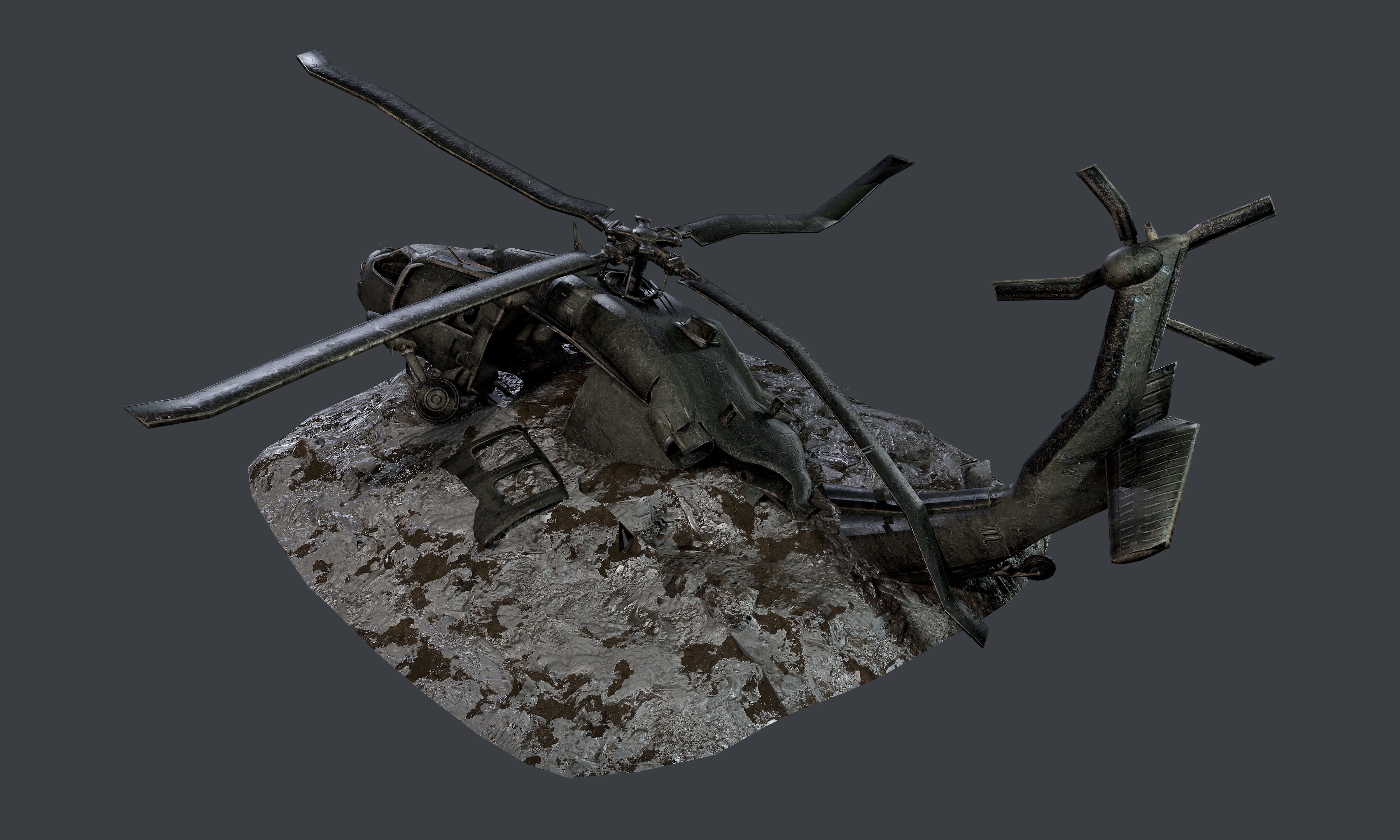 Sikorsky UH60 Black Hawk Military Helicopter Game Ready Pack 02 Low-poly 3D model_5