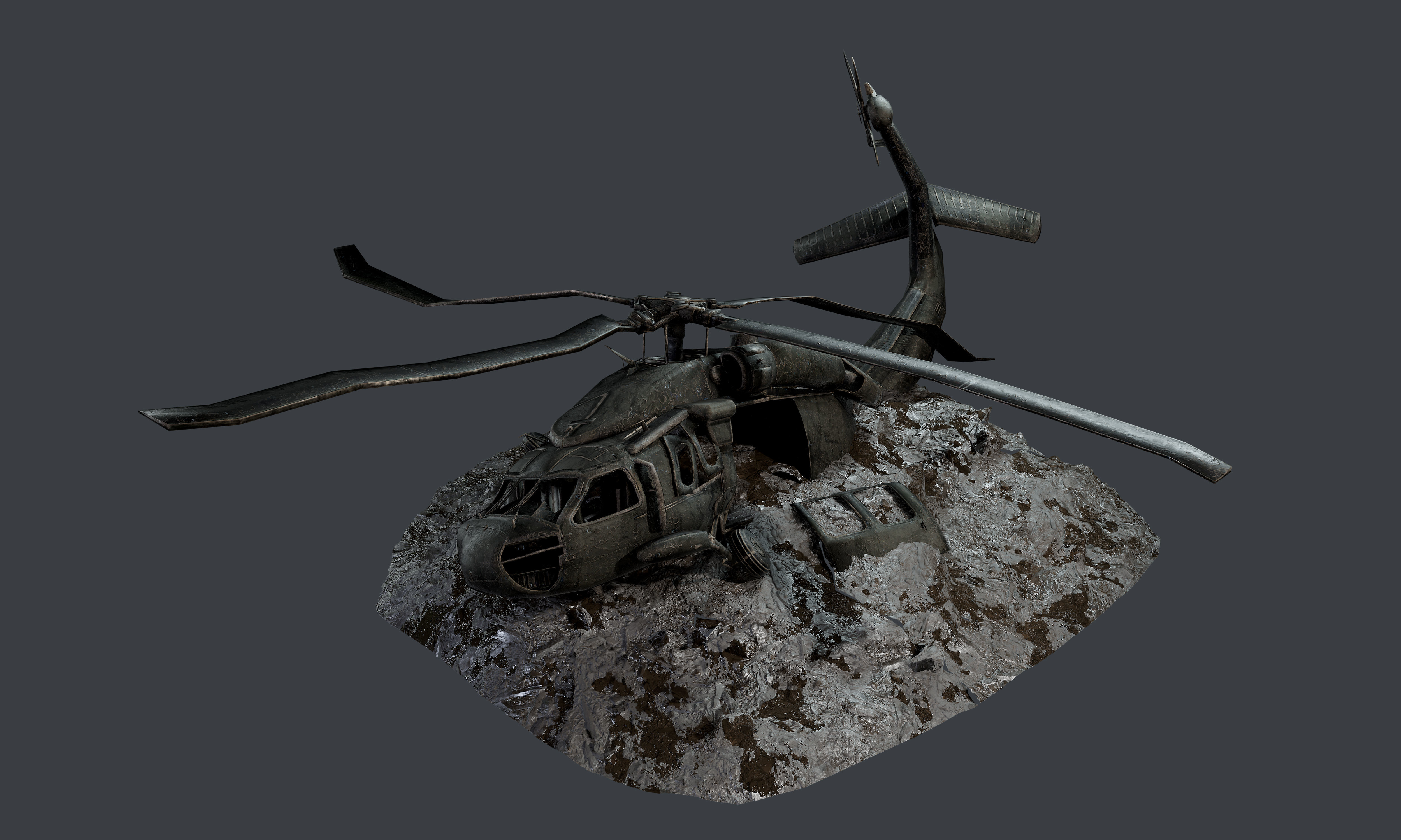Sikorsky UH60 Black Hawk Military Helicopter Game Ready Pack 02 Low-poly 3D model_4
