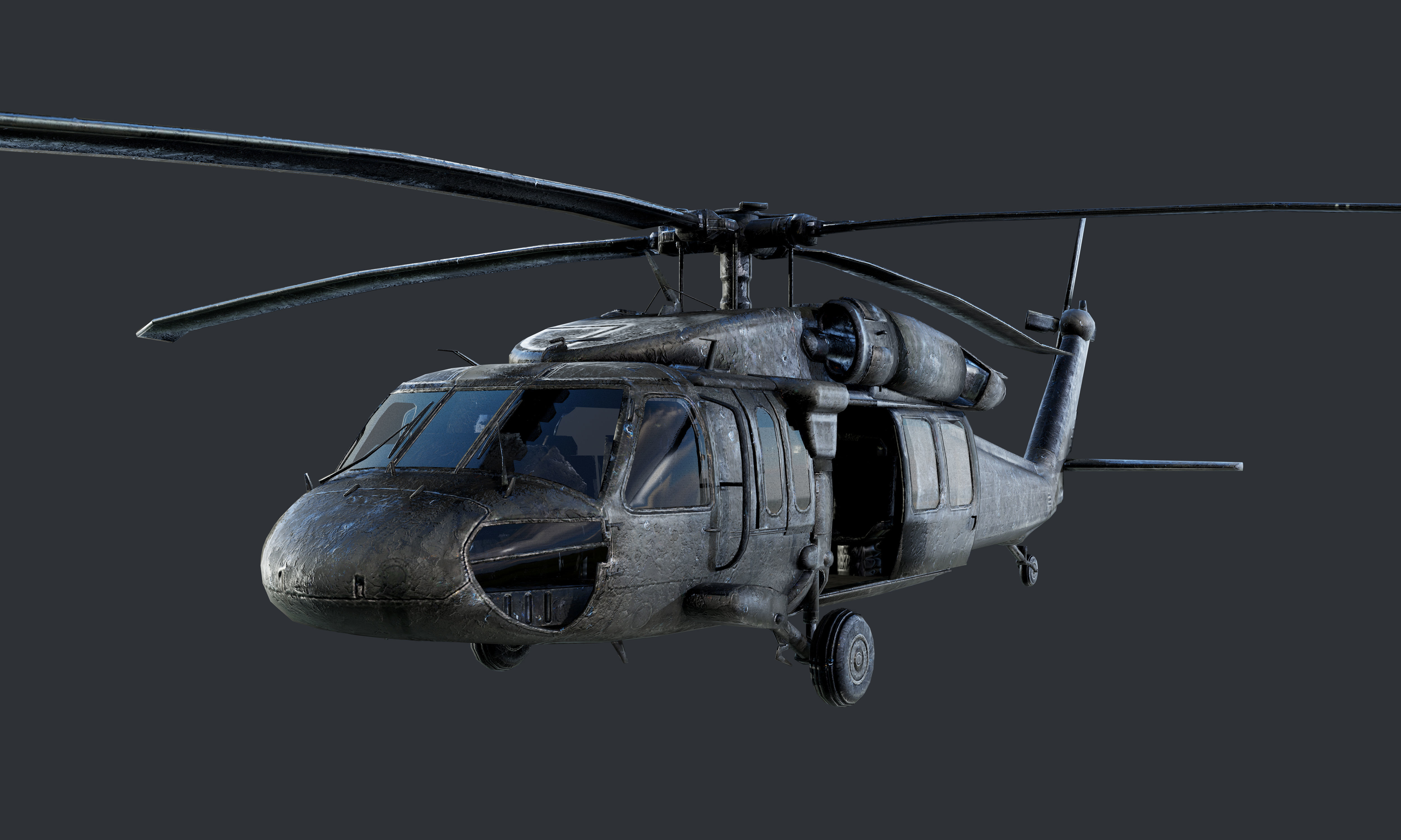 Sikorsky UH60 Black Hawk Military Helicopter Game Ready Pack 02 Low-poly 3D model_9