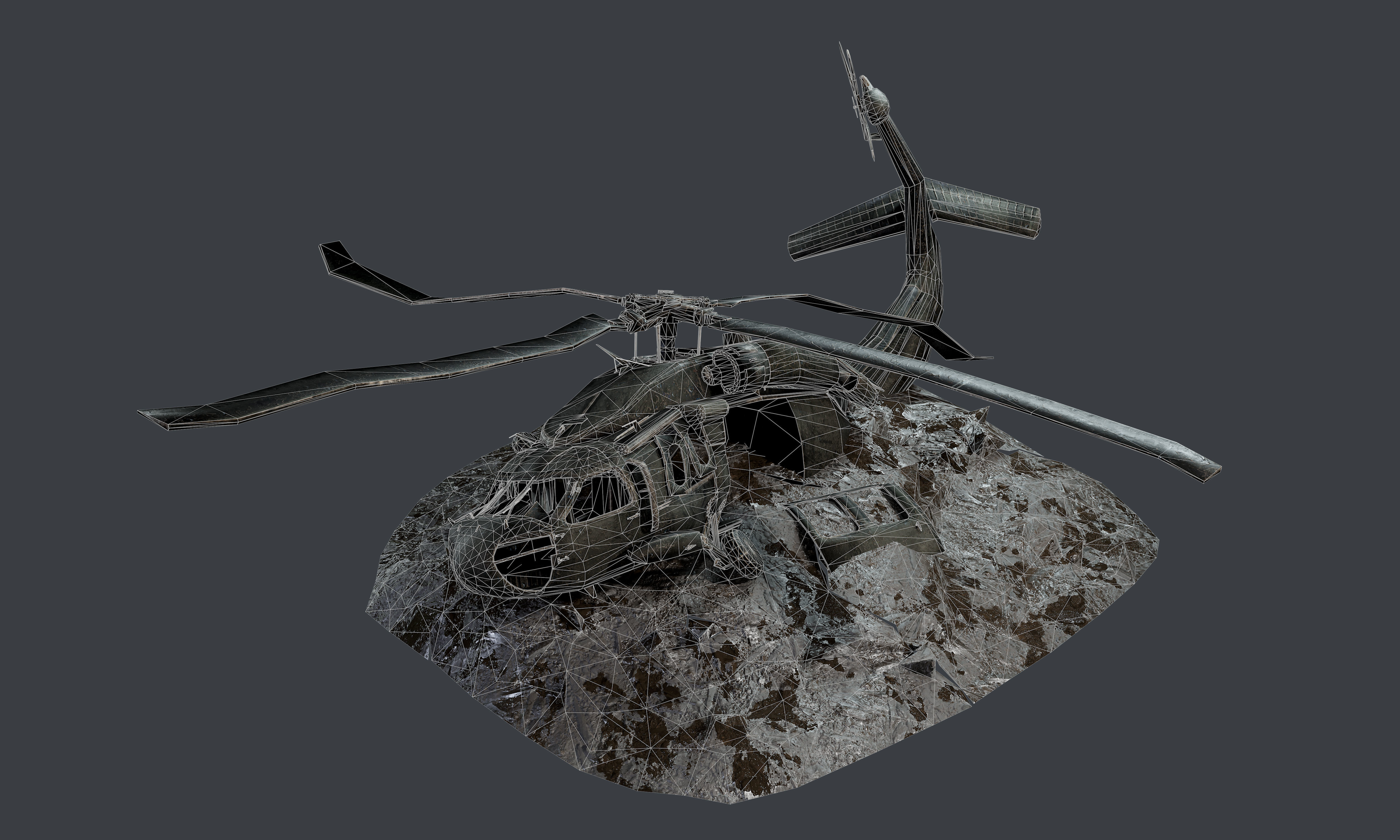 Sikorsky UH60 Black Hawk Military Helicopter Game Ready Pack 02 Low-poly 3D model_6
