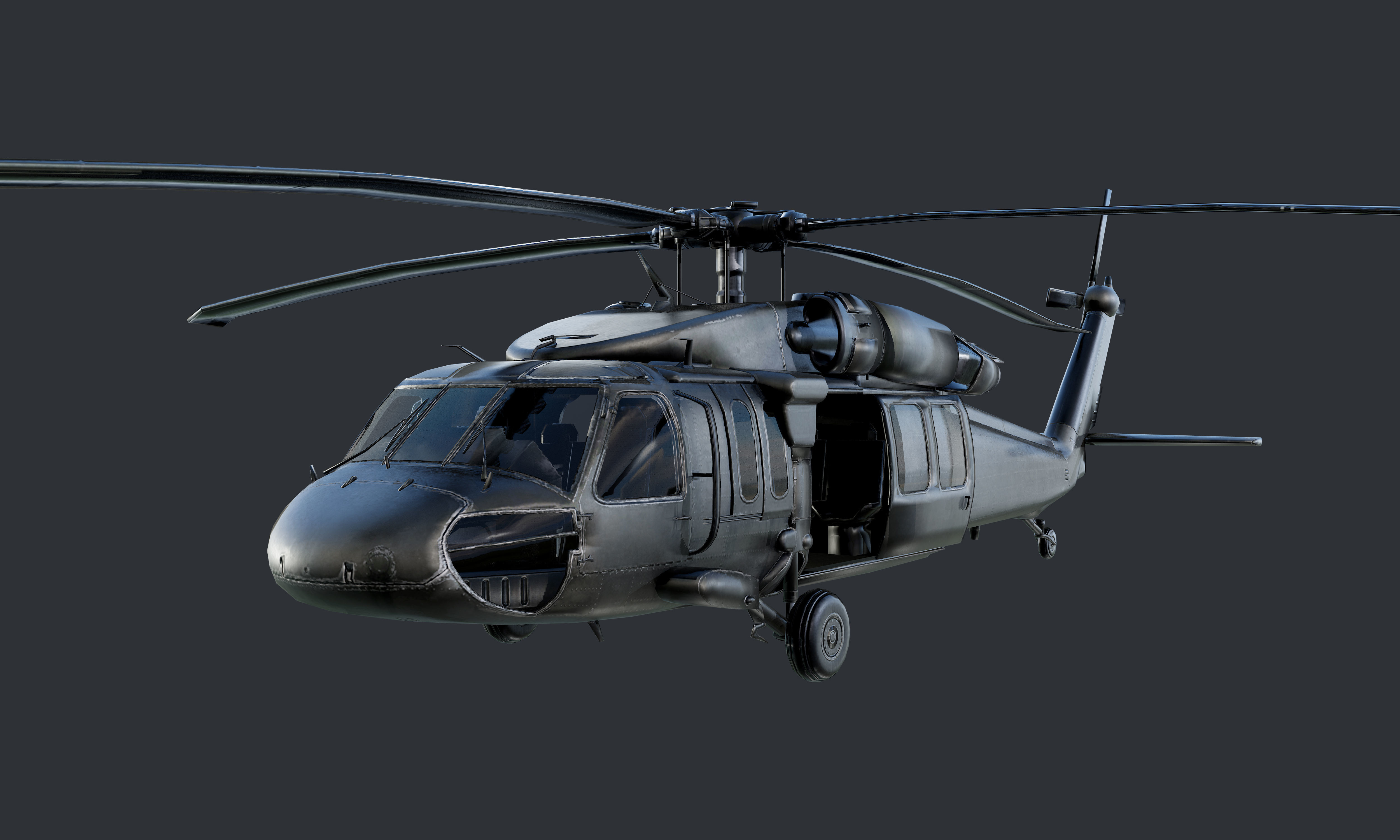 Sikorsky UH60 Black Hawk Military Helicopter Game Ready Pack 02 Low-poly 3D model_8
