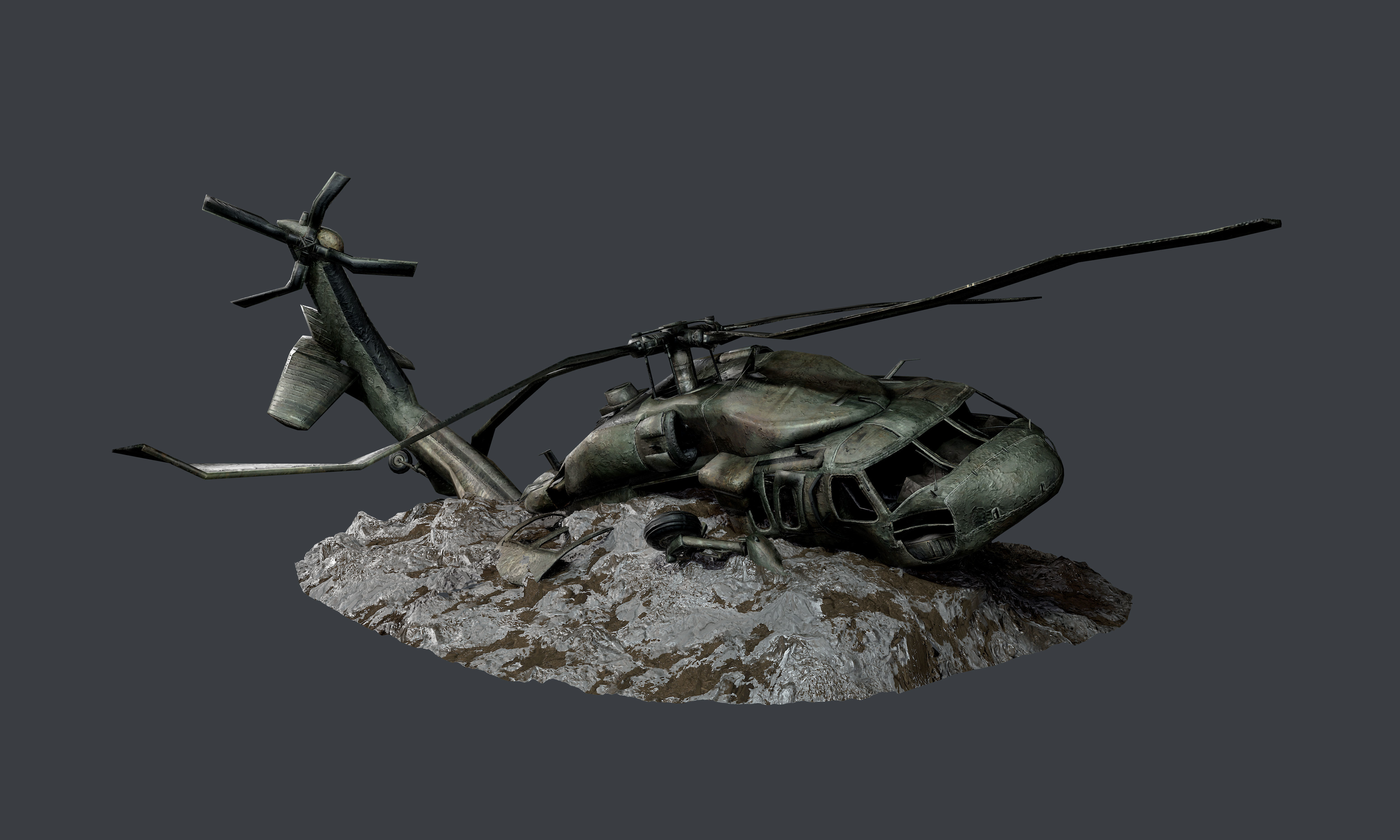 Sikorsky UH60 Black Hawk Military Helicopter Game Ready Pack 03 Low-poly 3D model_4