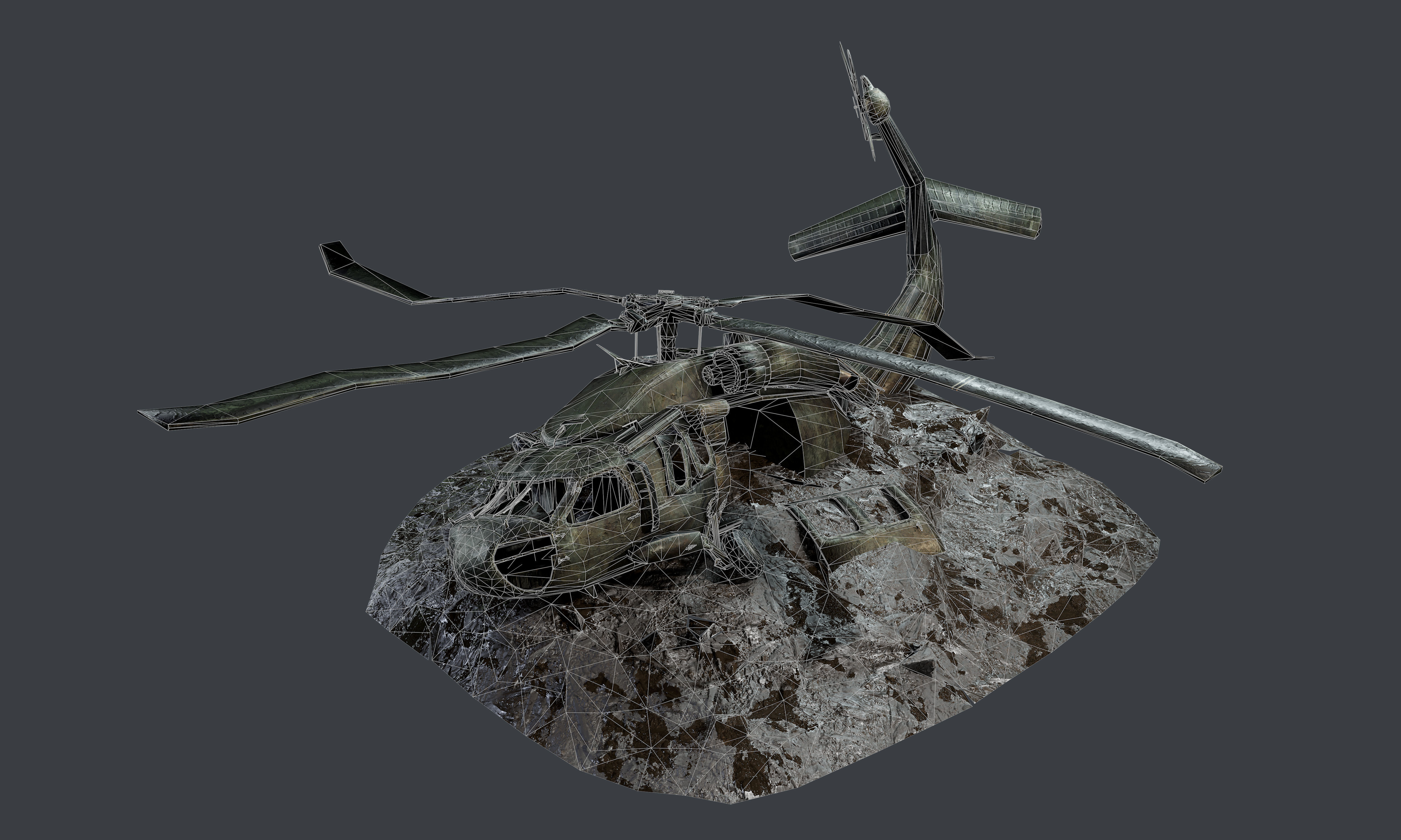 Sikorsky UH60 Black Hawk Military Helicopter Game Ready Pack 03 Low-poly 3D model_7
