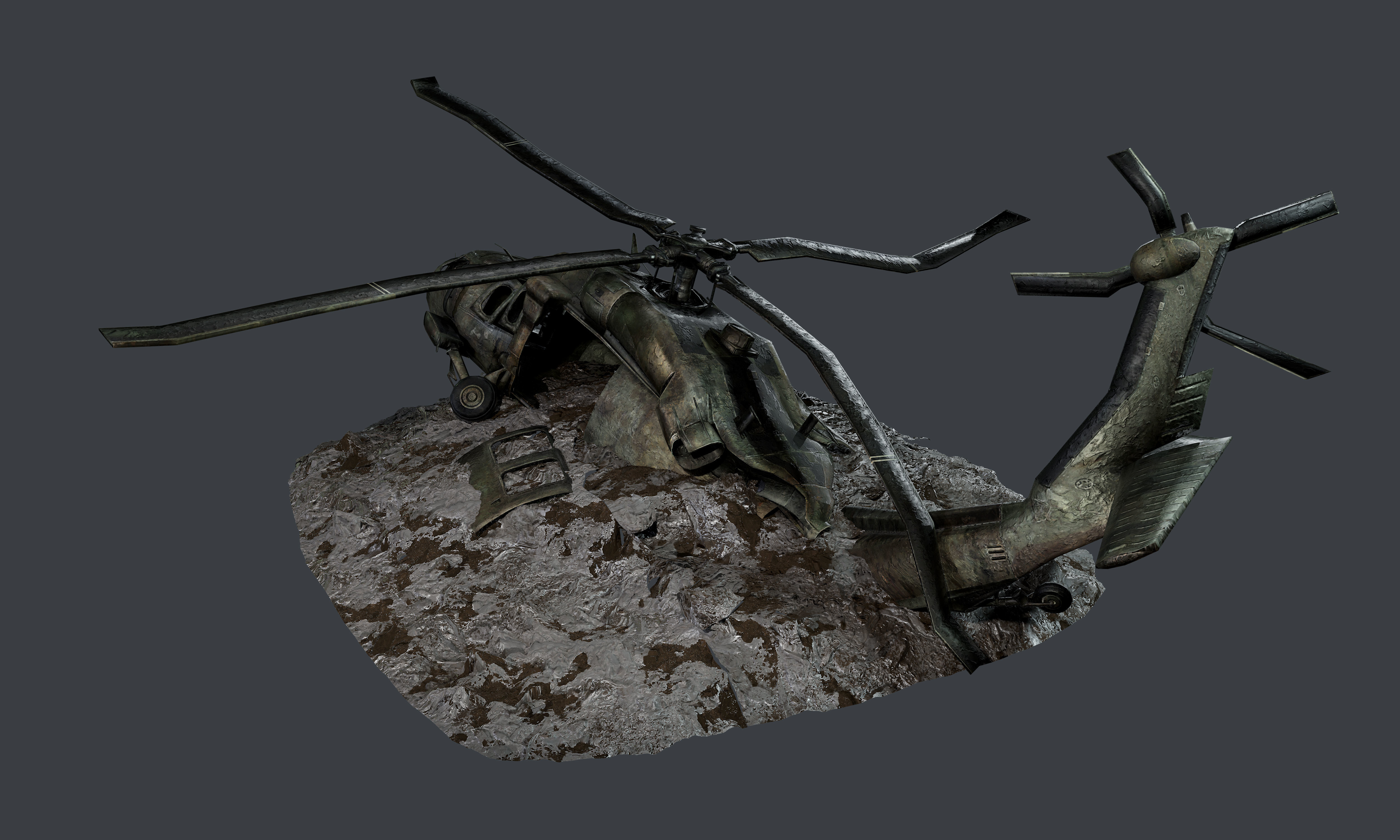 Sikorsky UH60 Black Hawk Military Helicopter Game Ready Pack 03 Low-poly 3D model_6