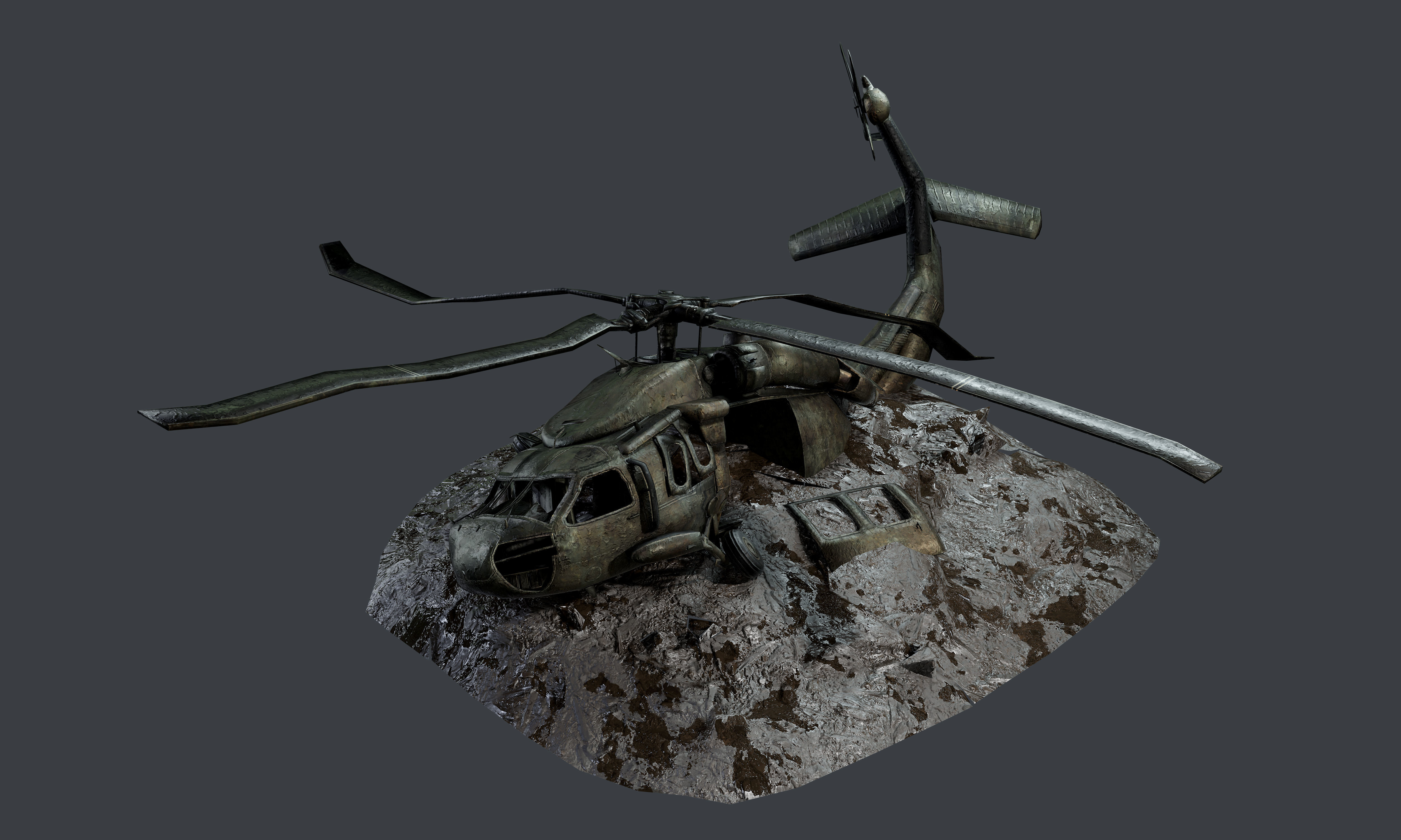 Sikorsky UH60 Black Hawk Military Helicopter Game Ready Pack 03 Low-poly 3D model_5
