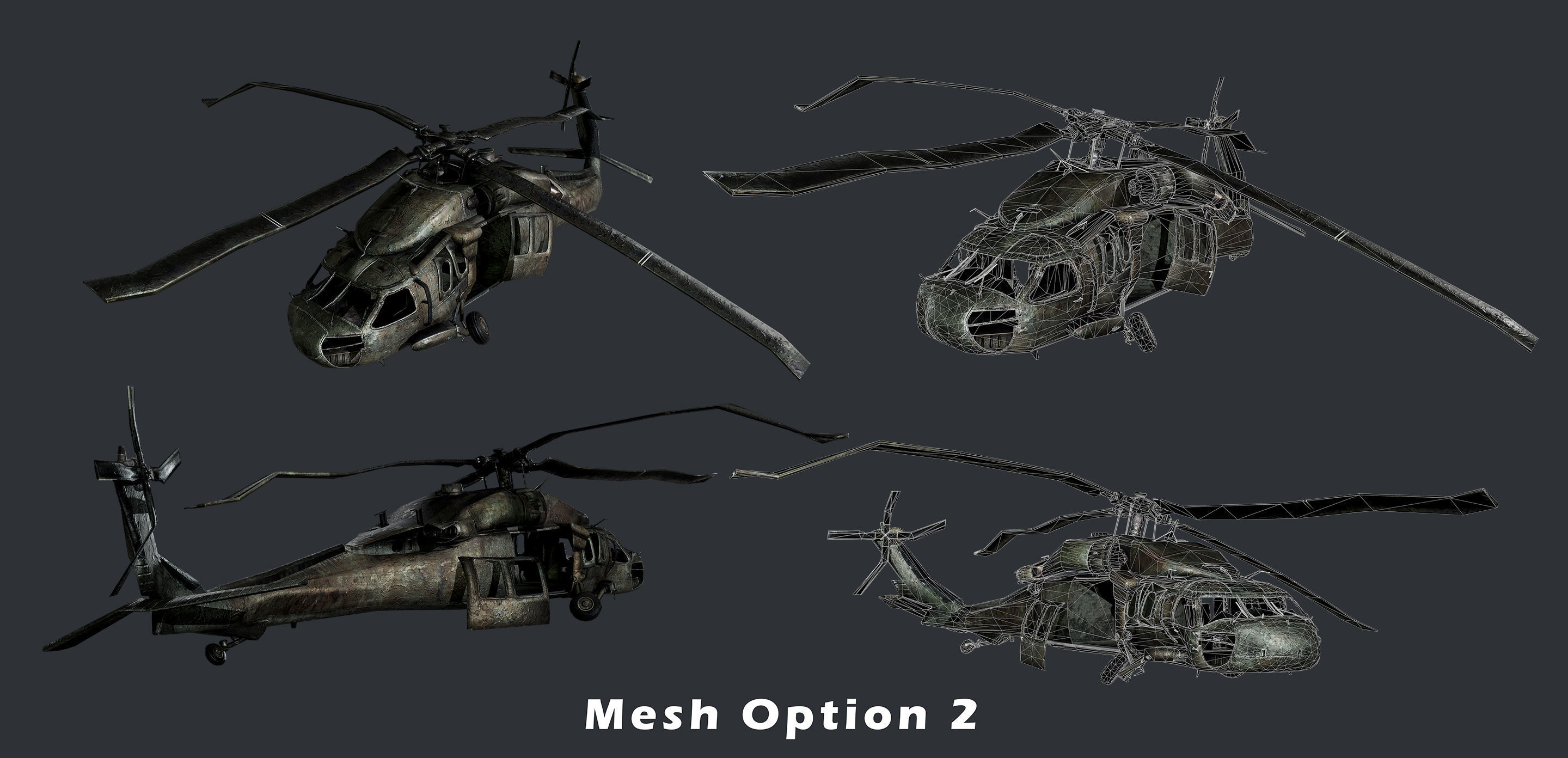Sikorsky UH60 Black Hawk Military Helicopter Game Ready Pack 03 Low-poly 3D model_3