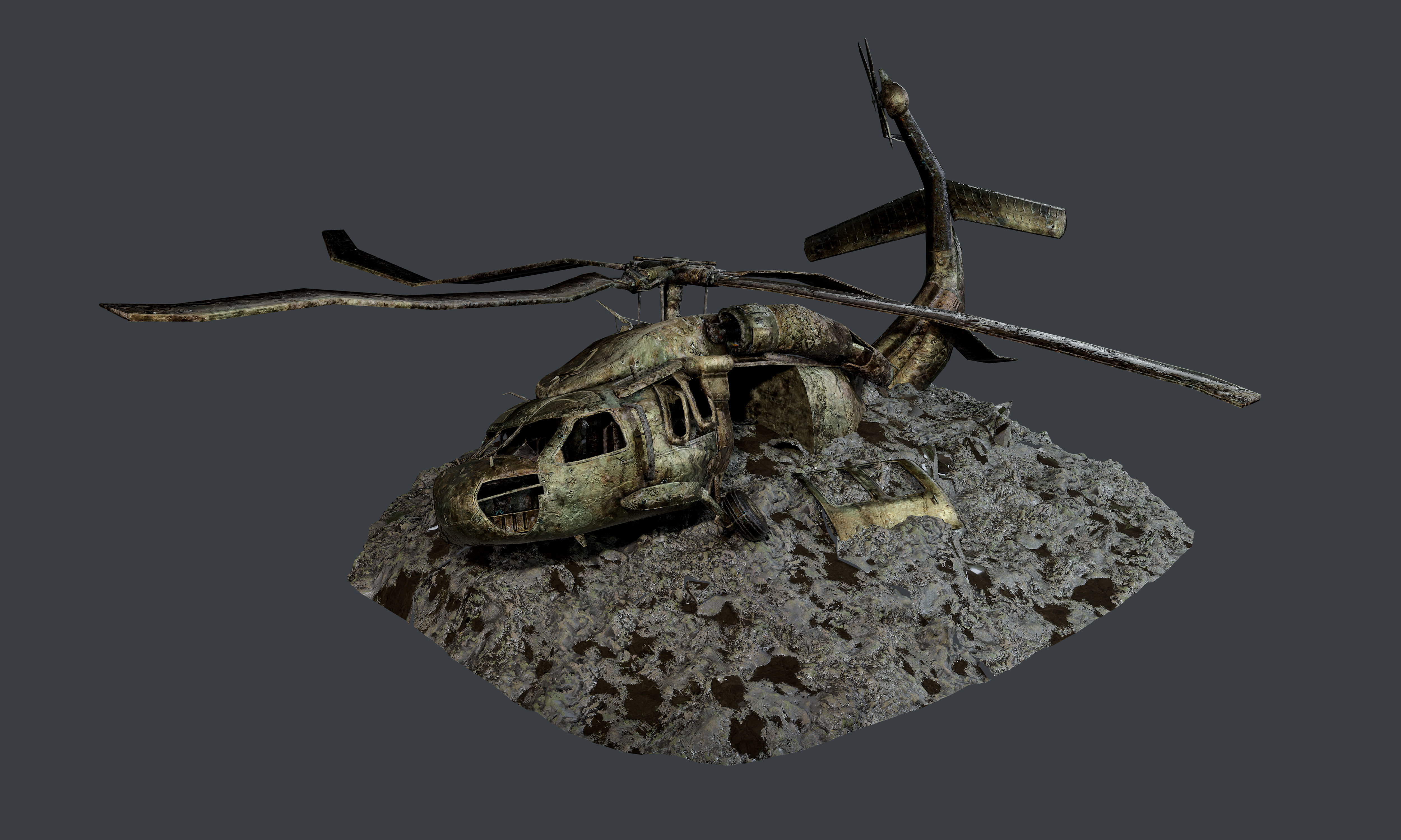 Sikorsky UH60 Black Hawk Military Helicopter Game Ready Pack 04 Low-poly 3D model_5