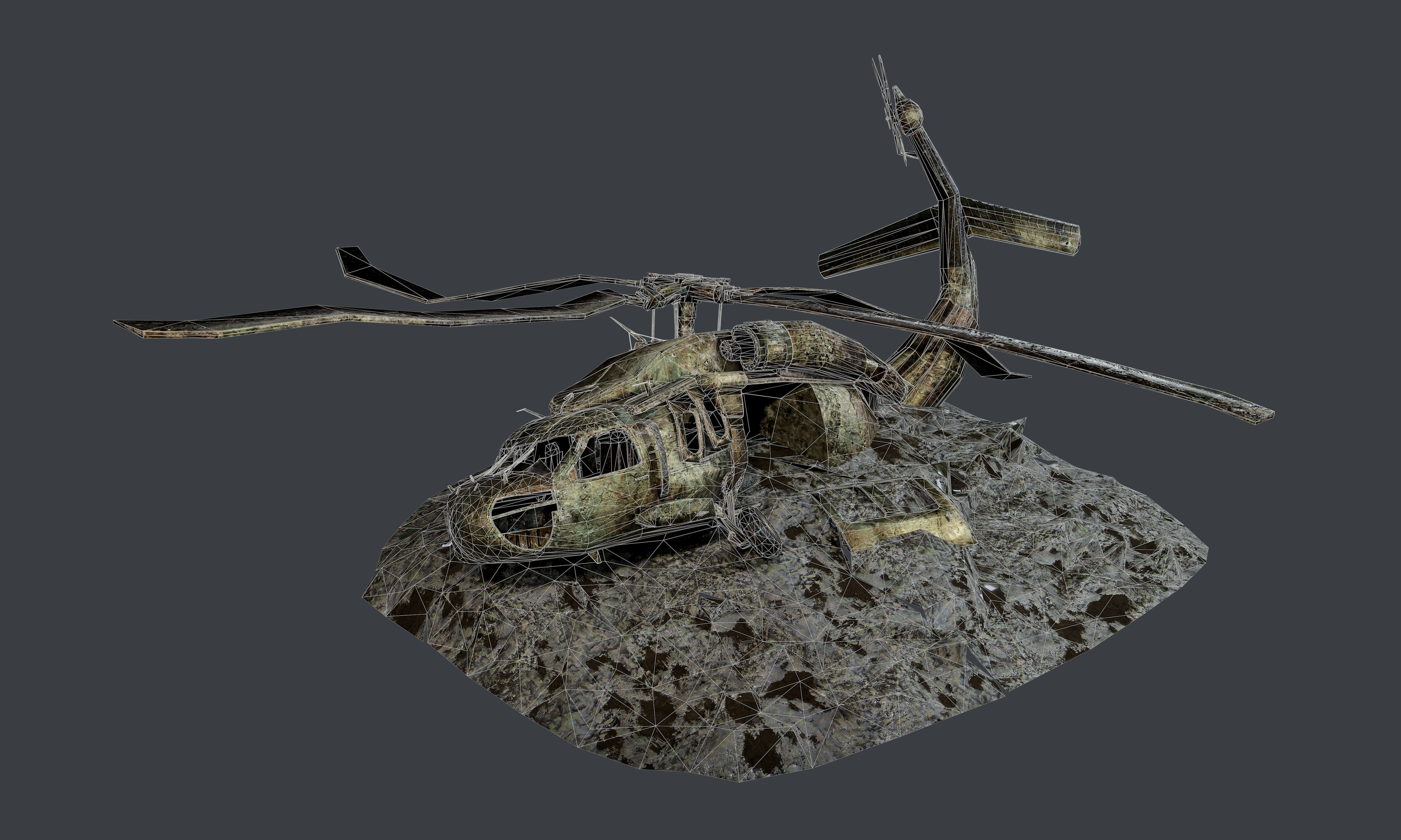 Sikorsky UH60 Black Hawk Military Helicopter Game Ready Pack 04 Low-poly 3D model_7