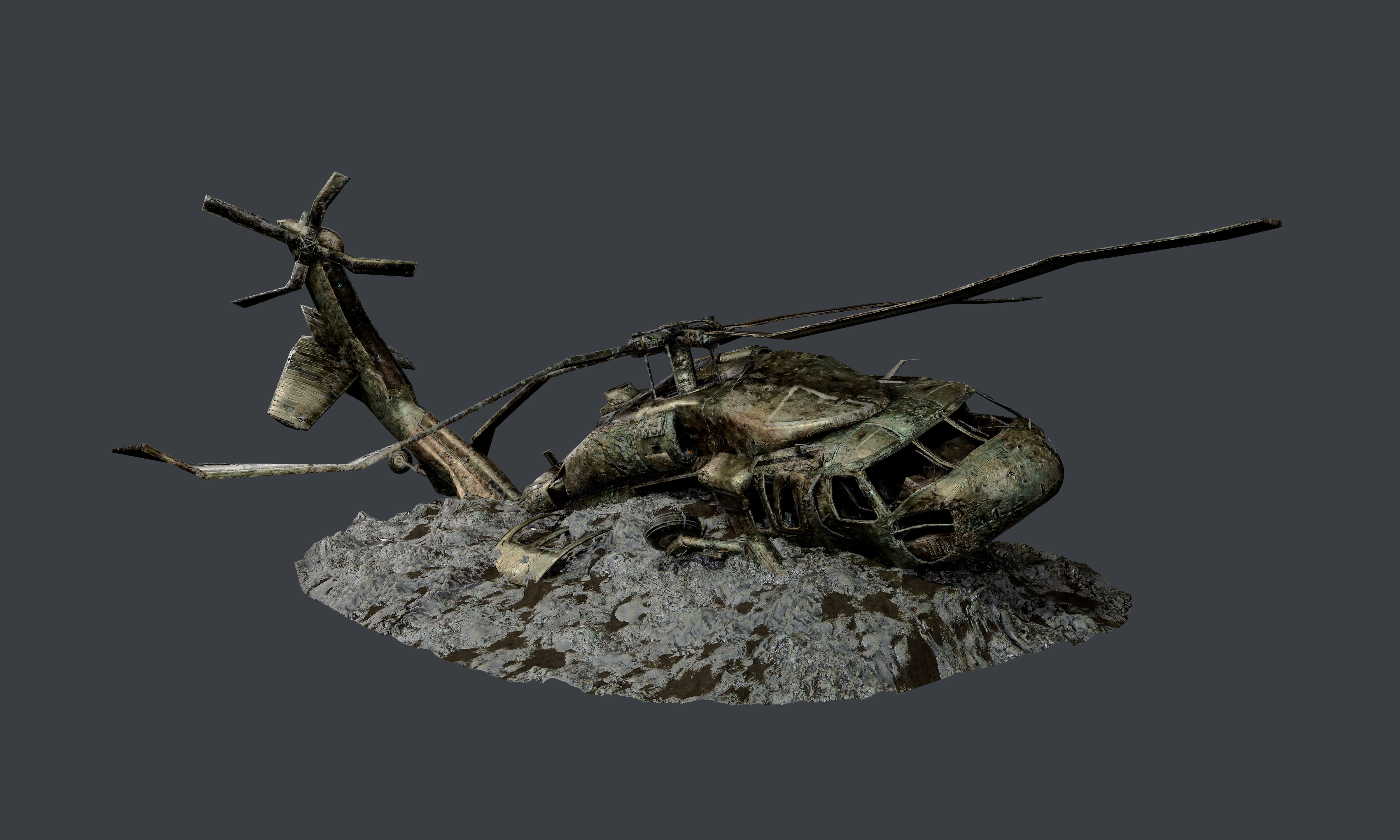 Sikorsky UH60 Black Hawk Military Helicopter Game Ready Pack 04 Low-poly 3D model_4